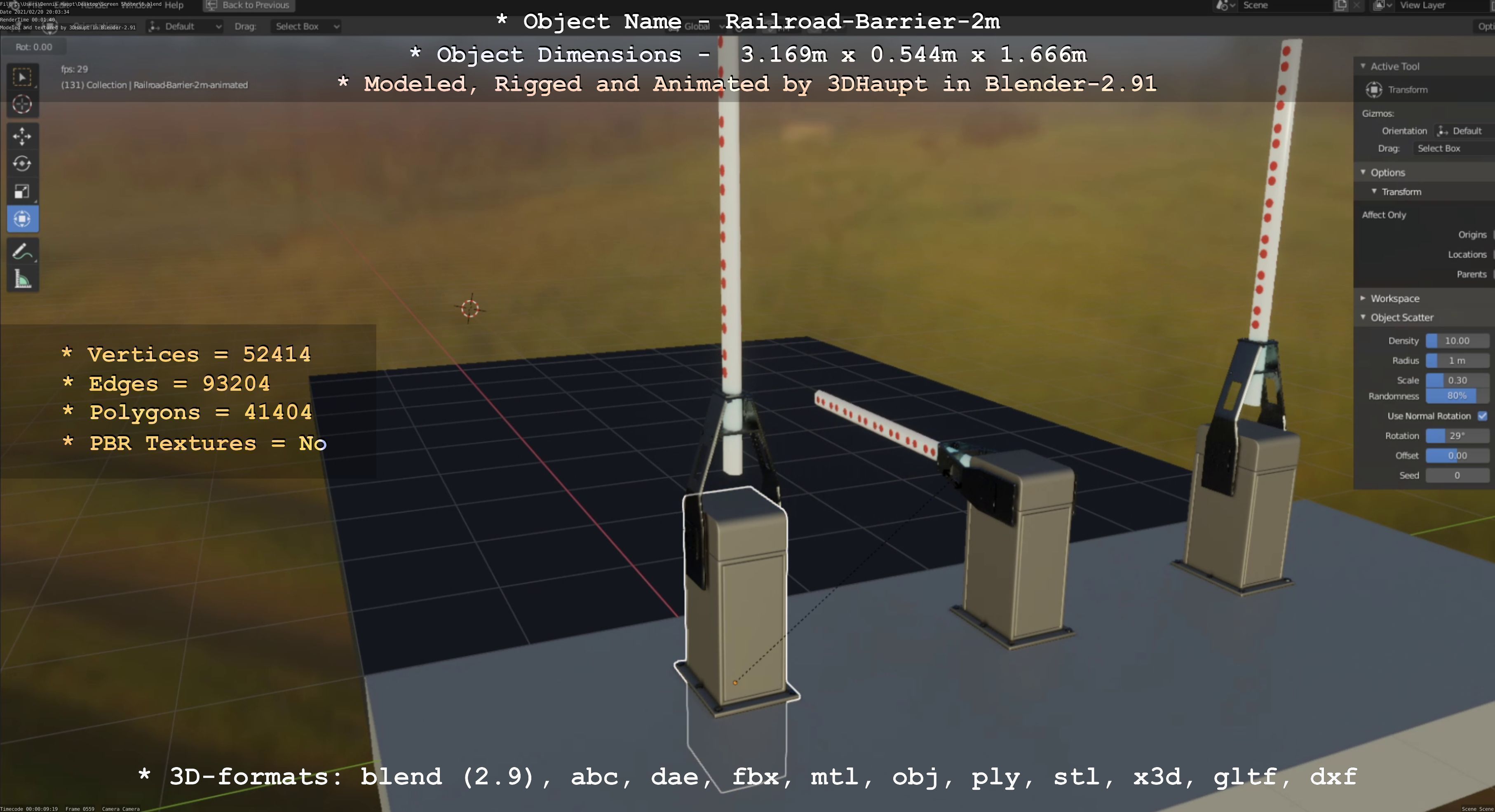 Railroad Barrier 2m High-Poly Version 3D model_76