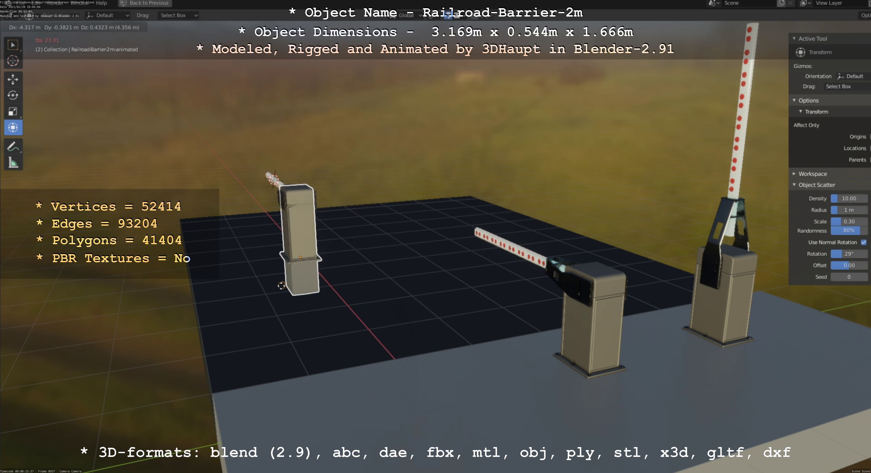 Railroad Barrier 2m High-Poly Version 3D model_83