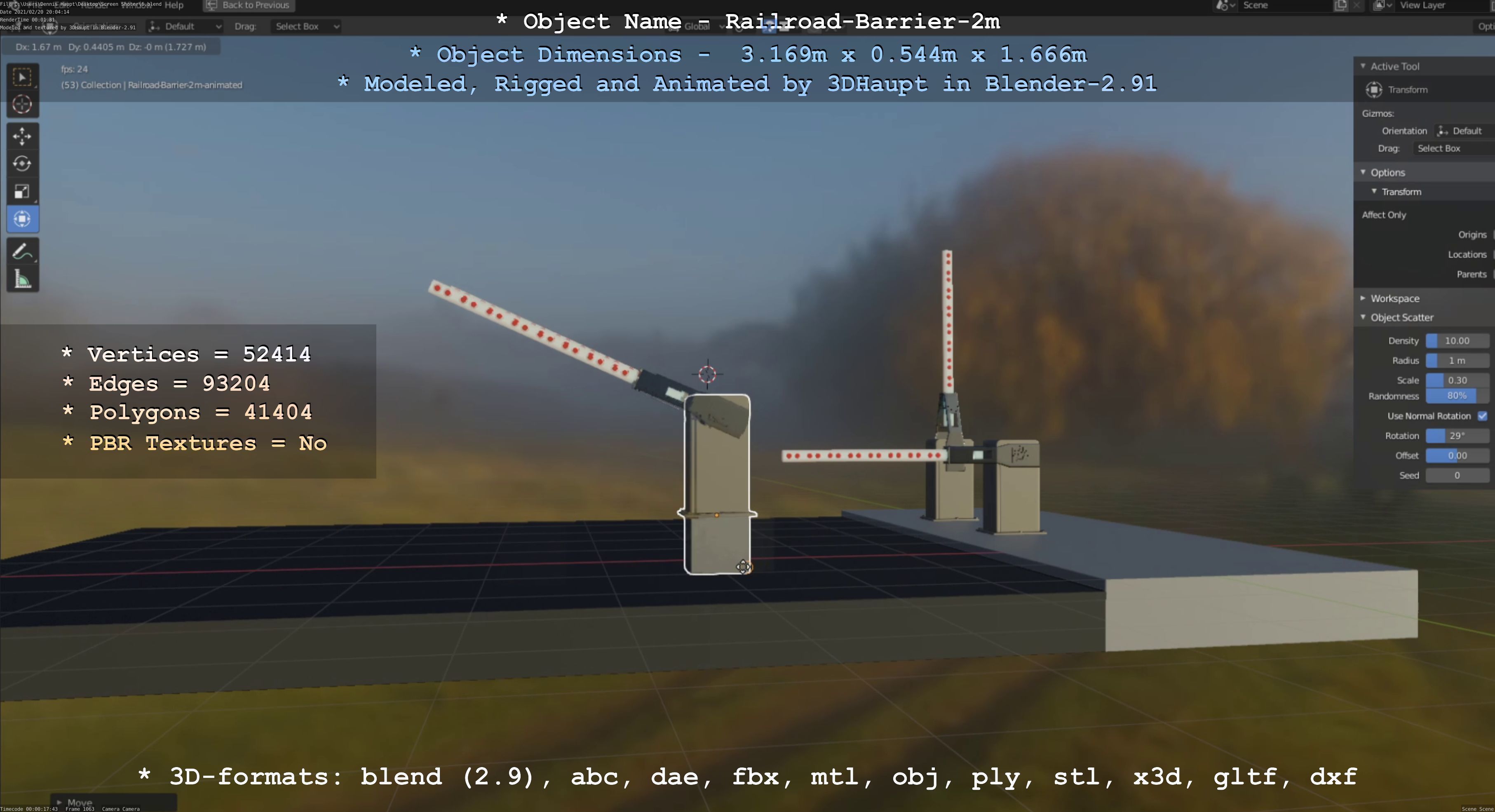 Railroad Barrier 2m High-Poly Version 3D model_7