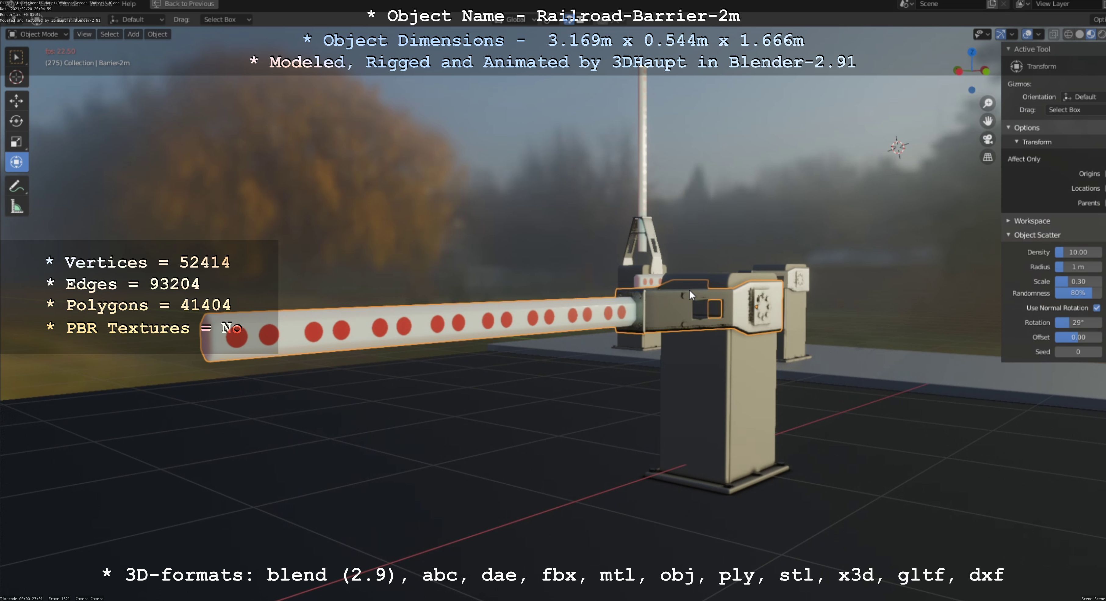 Railroad Barrier 2m High-Poly Version 3D model_79