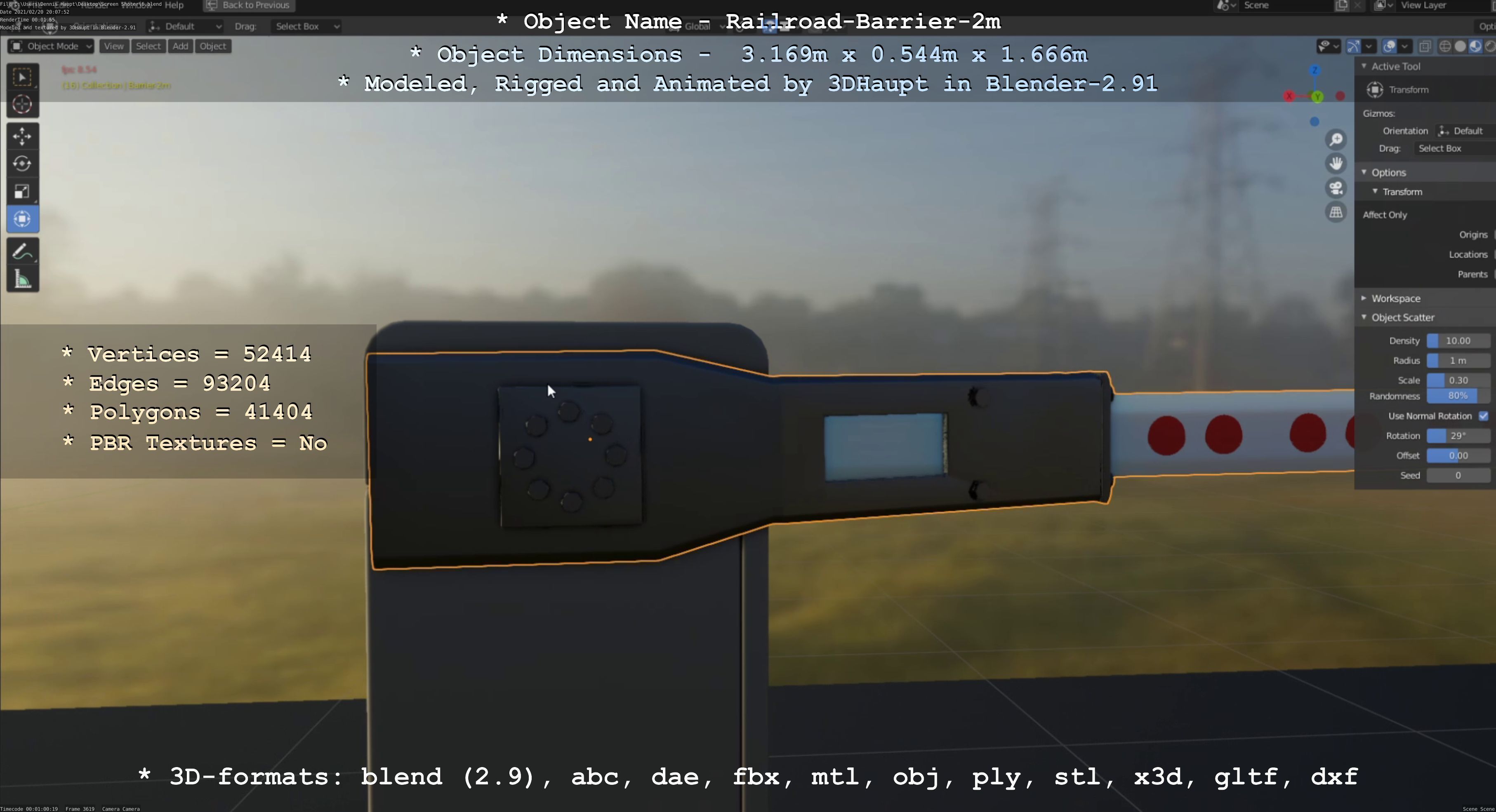 Railroad Barrier 2m High-Poly Version 3D model_36