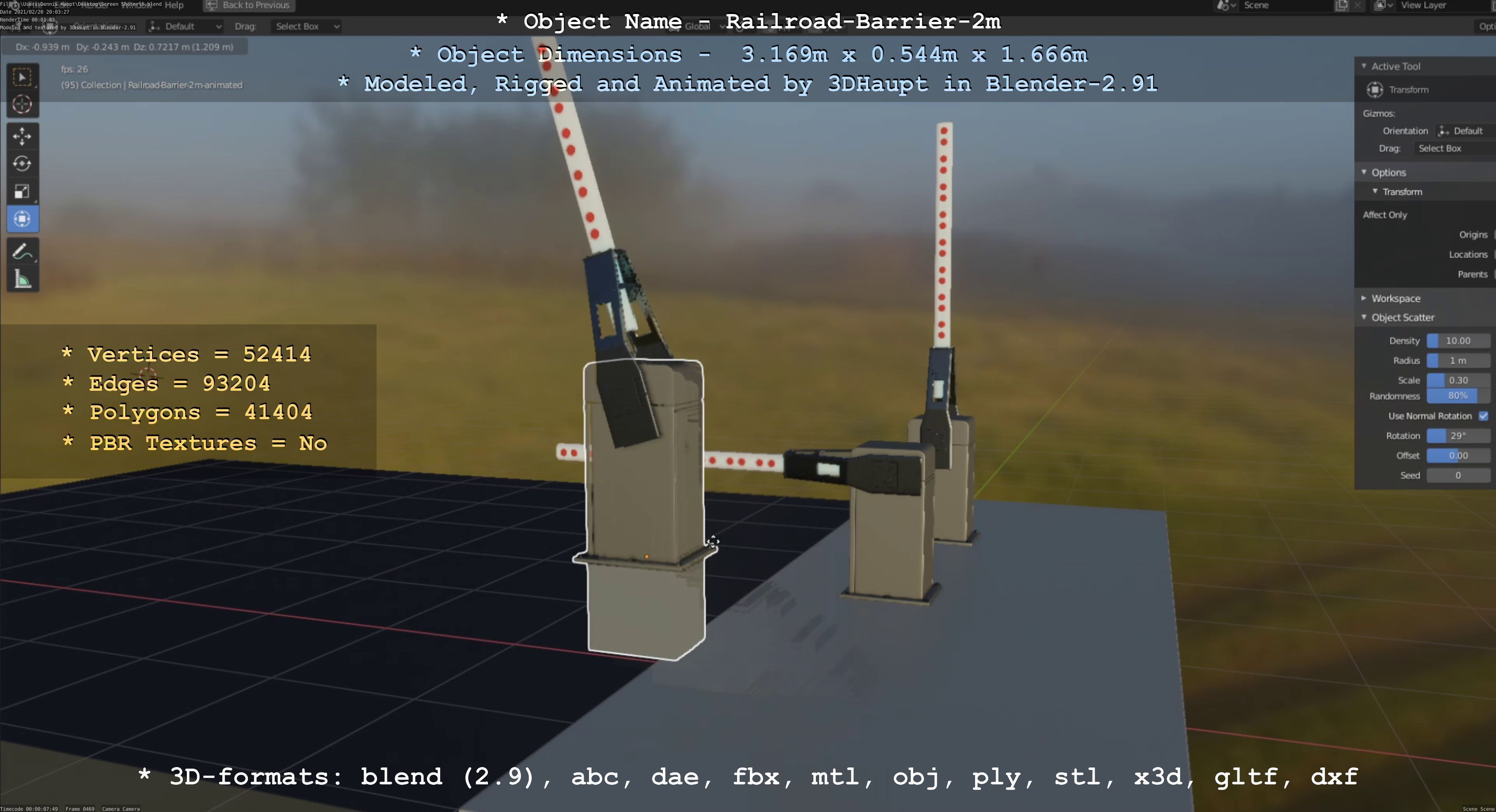 Railroad Barrier 2m High-Poly Version 3D model_72