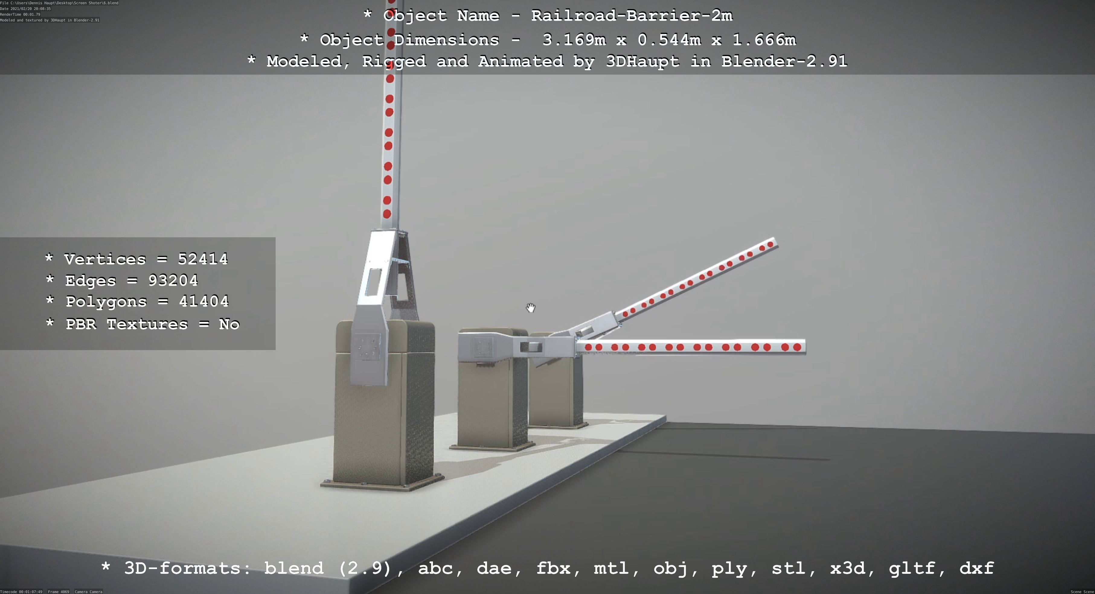 Railroad Barrier 2m High-Poly Version 3D model_52