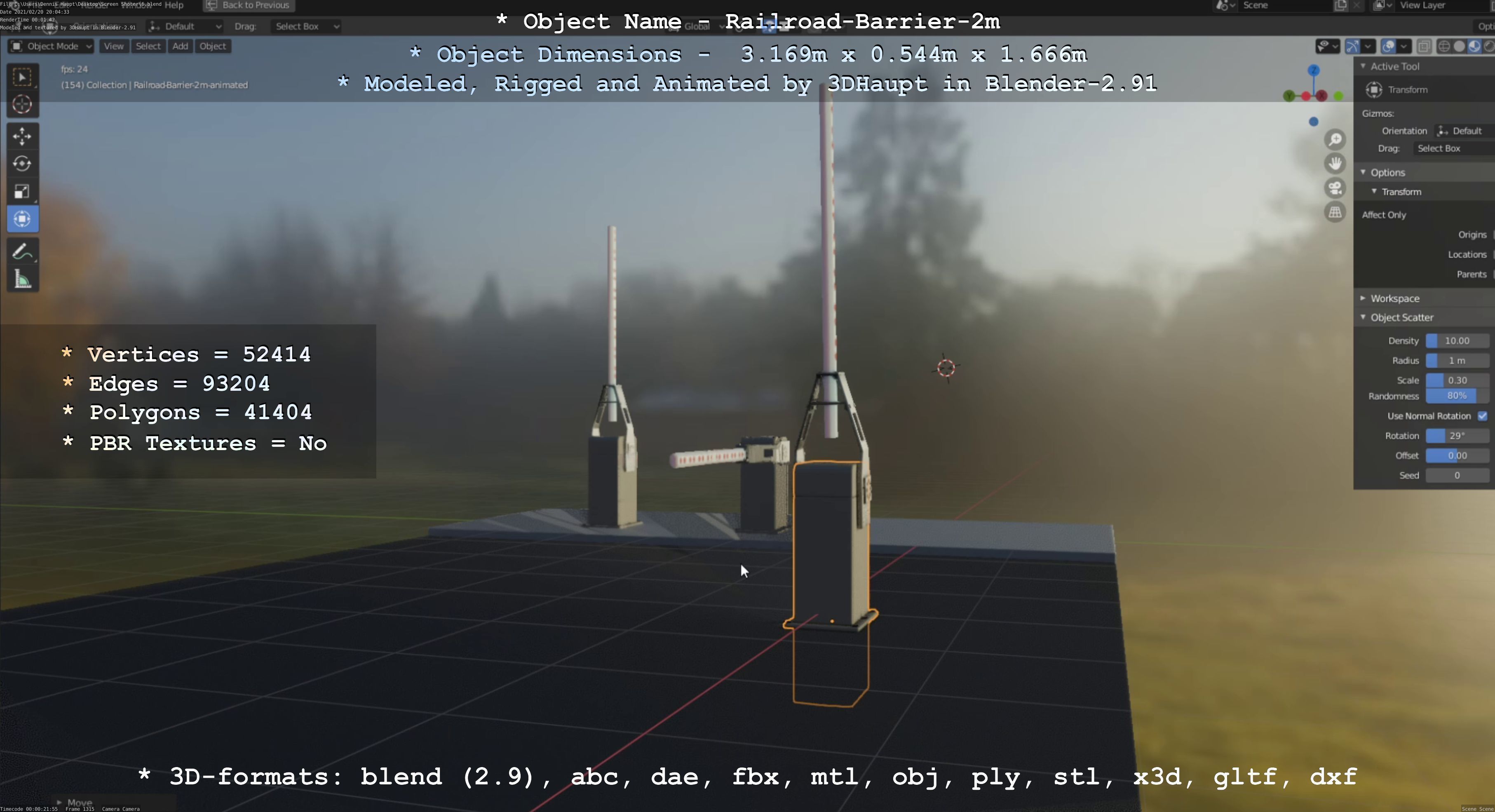 Railroad Barrier 2m High-Poly Version 3D model_94