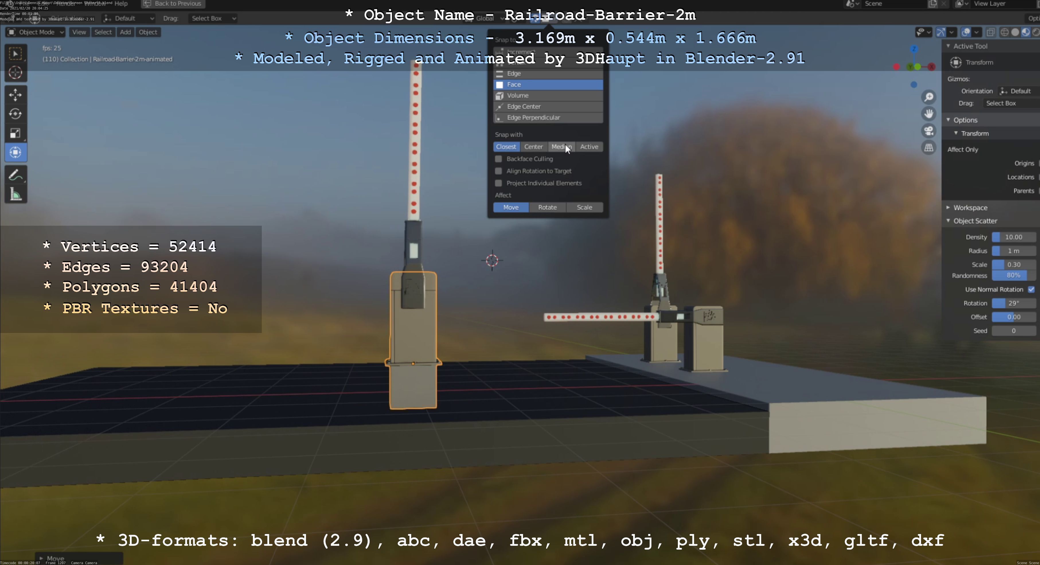 Railroad Barrier 2m High-Poly Version 3D model_88