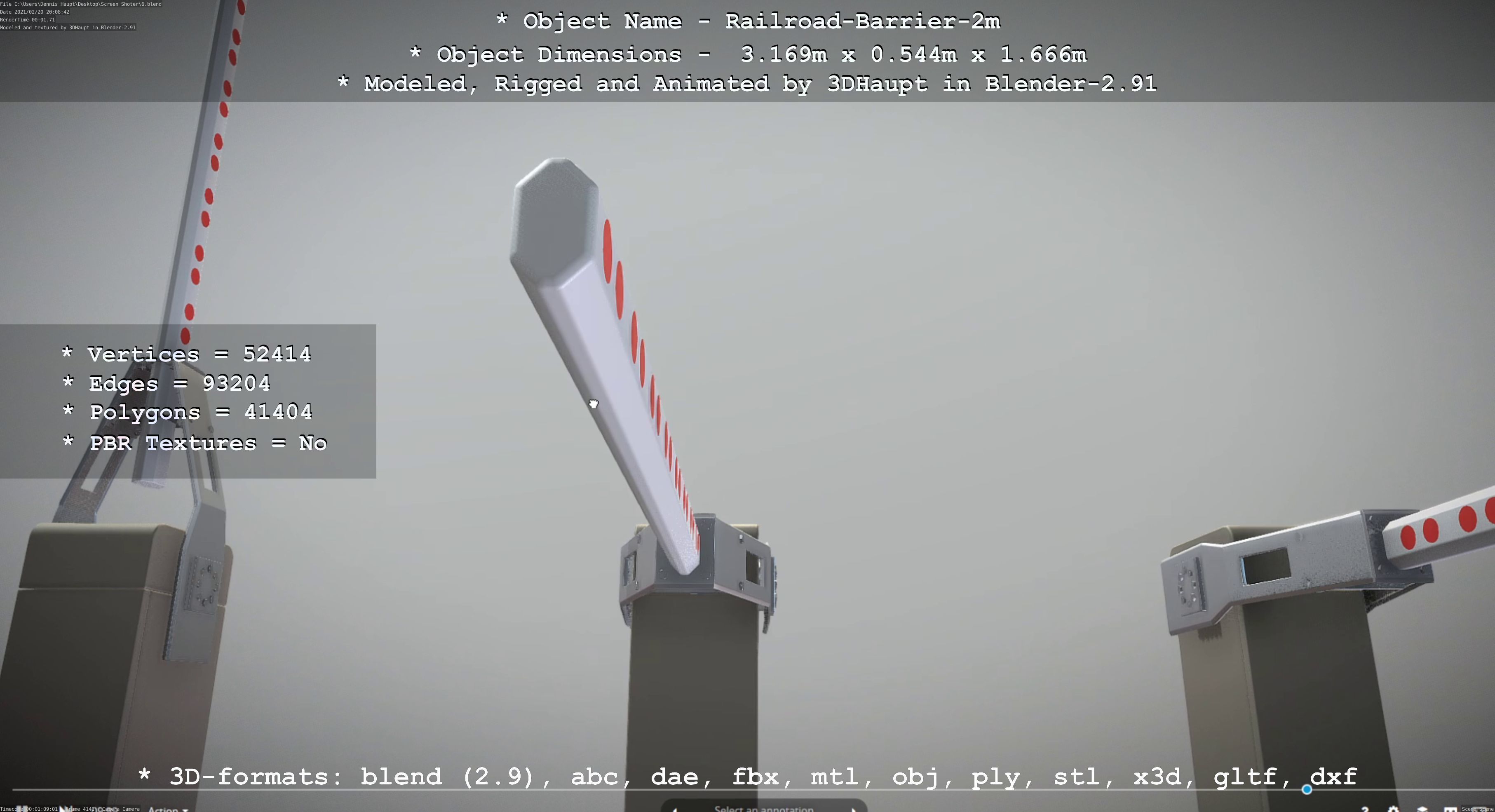 Railroad Barrier 2m High-Poly Version 3D model_56