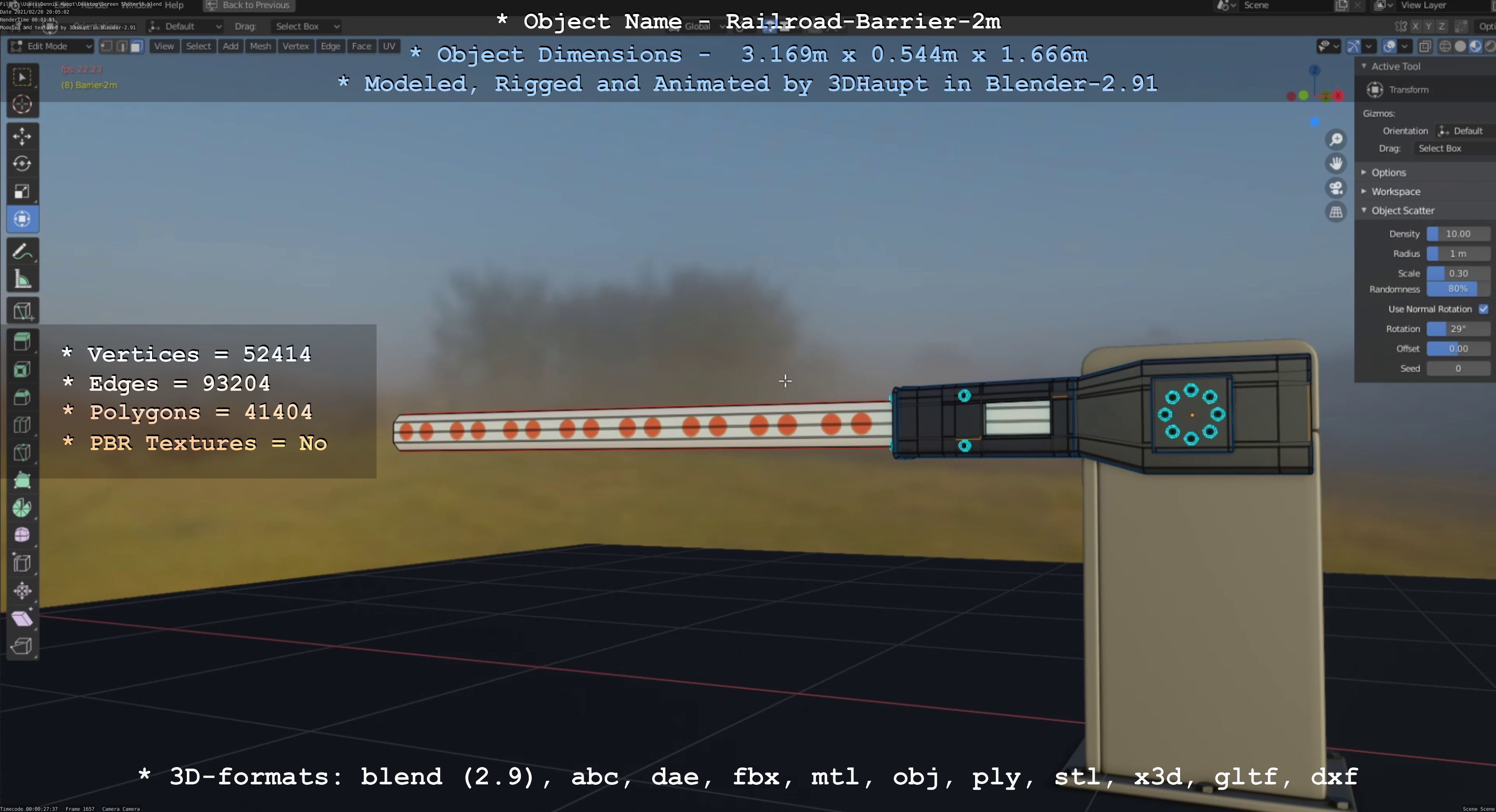Railroad Barrier 2m High-Poly Version 3D model_96