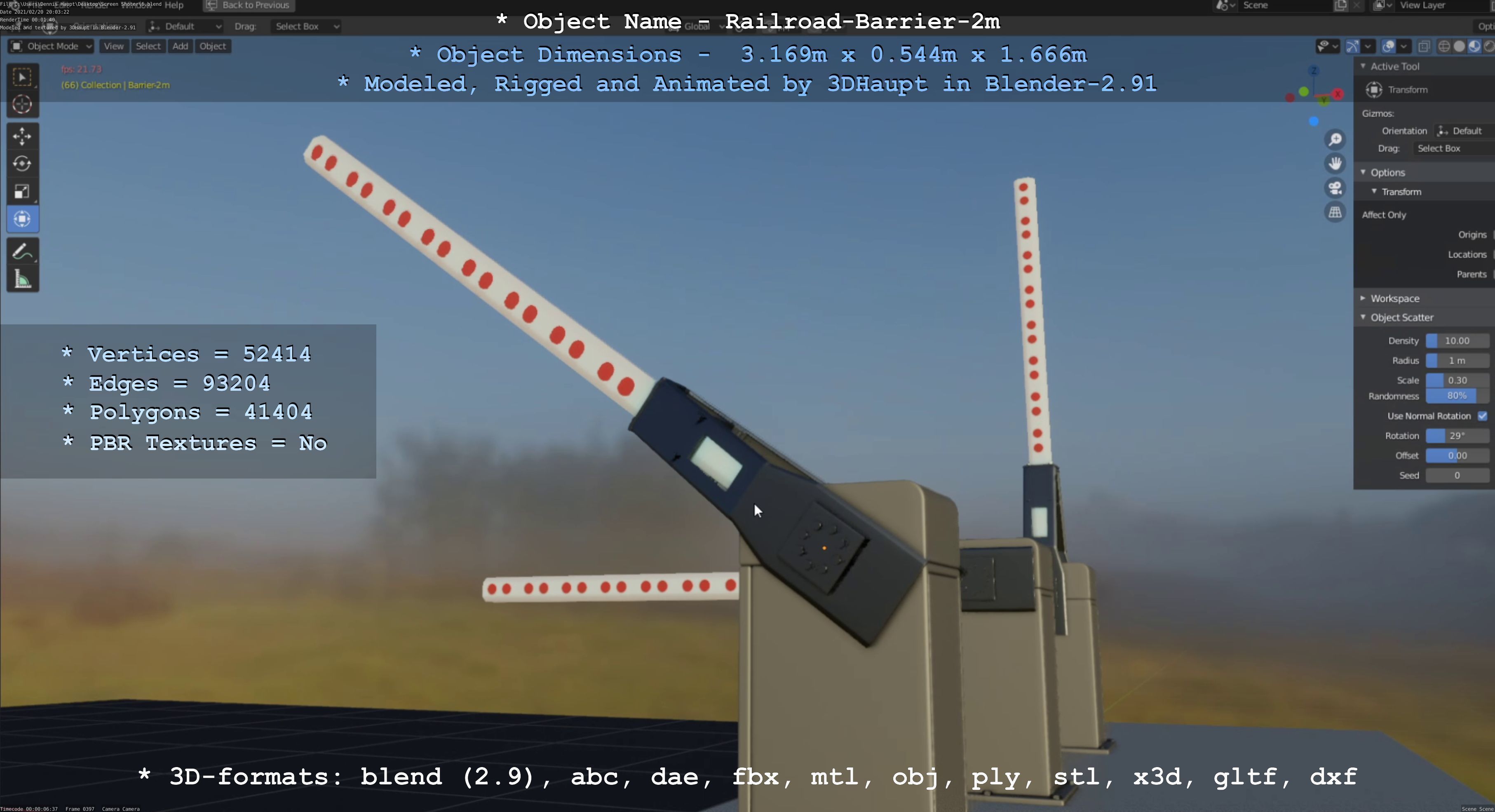 Railroad Barrier 2m High-Poly Version 3D model_67