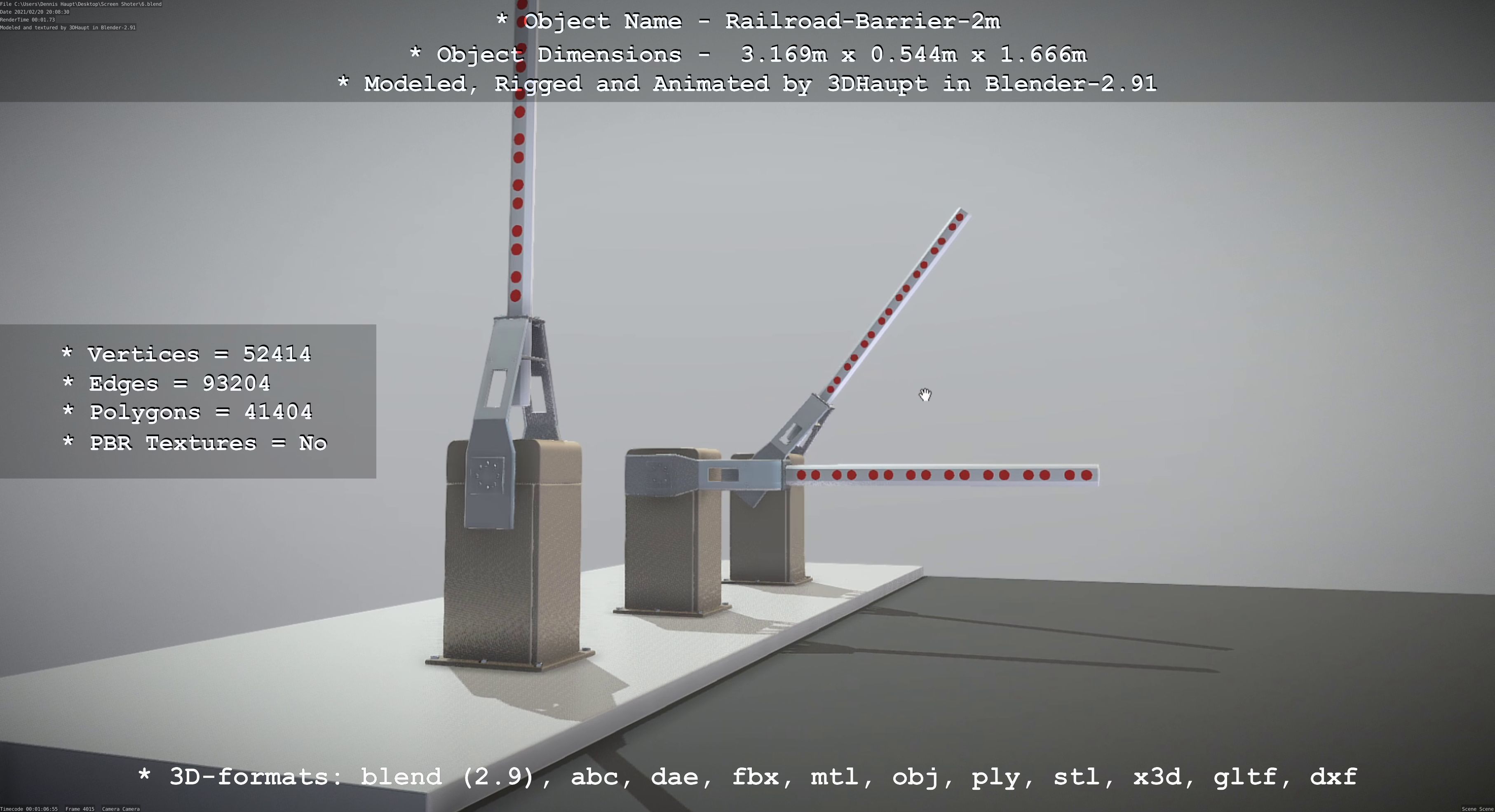 Railroad Barrier 2m High-Poly Version 3D model_49