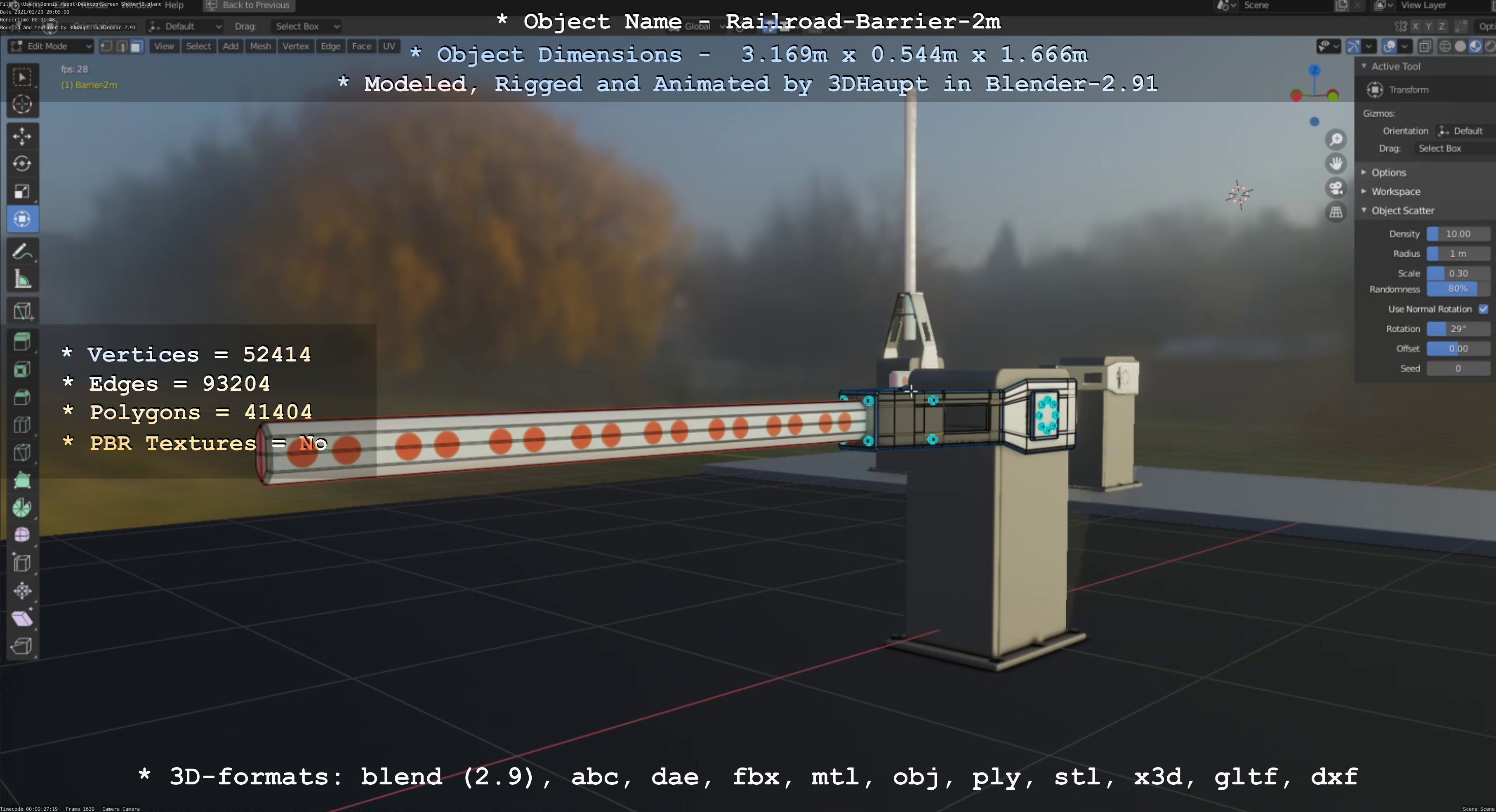 Railroad Barrier 2m High-Poly Version 3D model_86