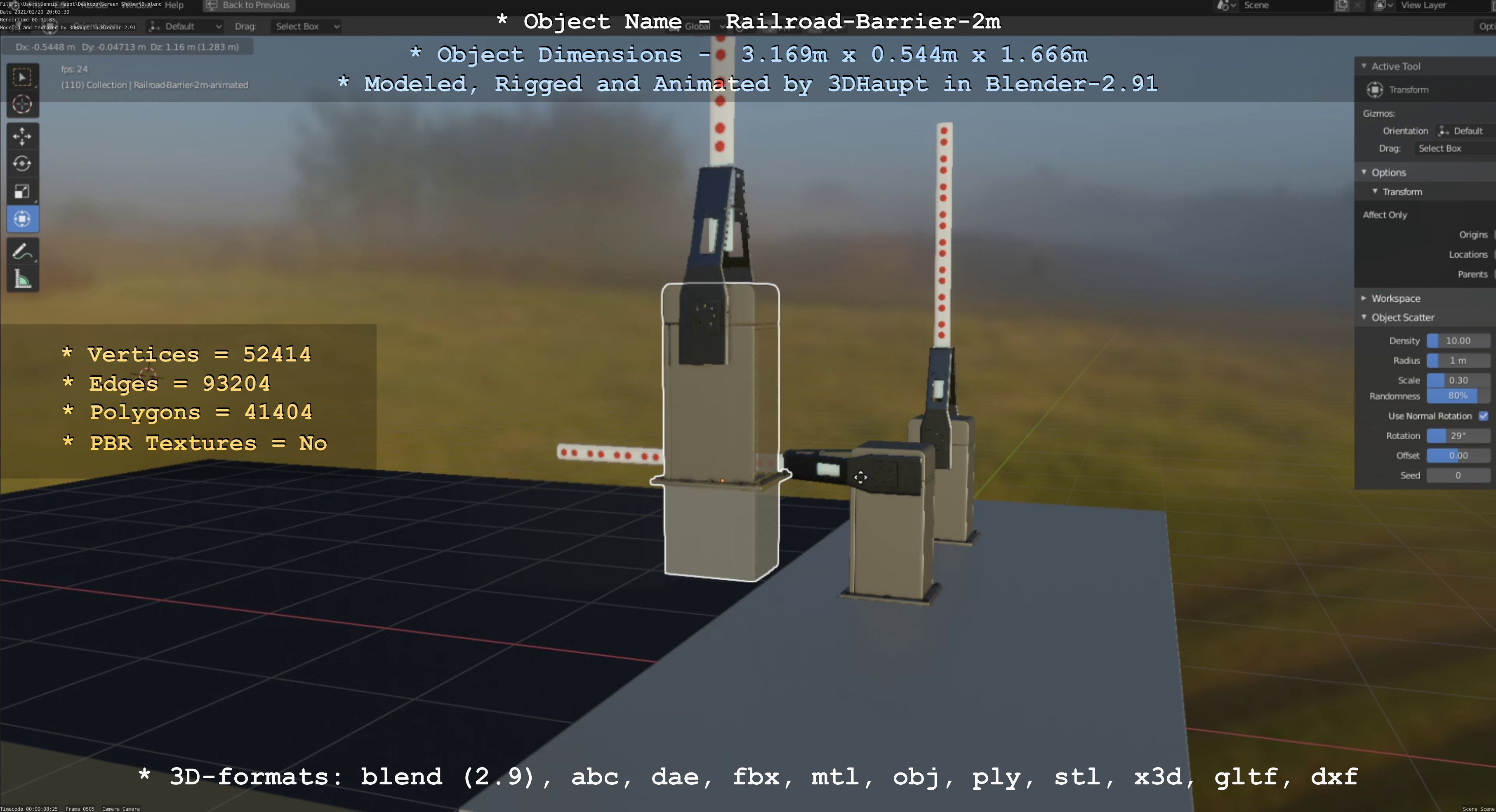 Railroad Barrier 2m High-Poly Version 3D model_73