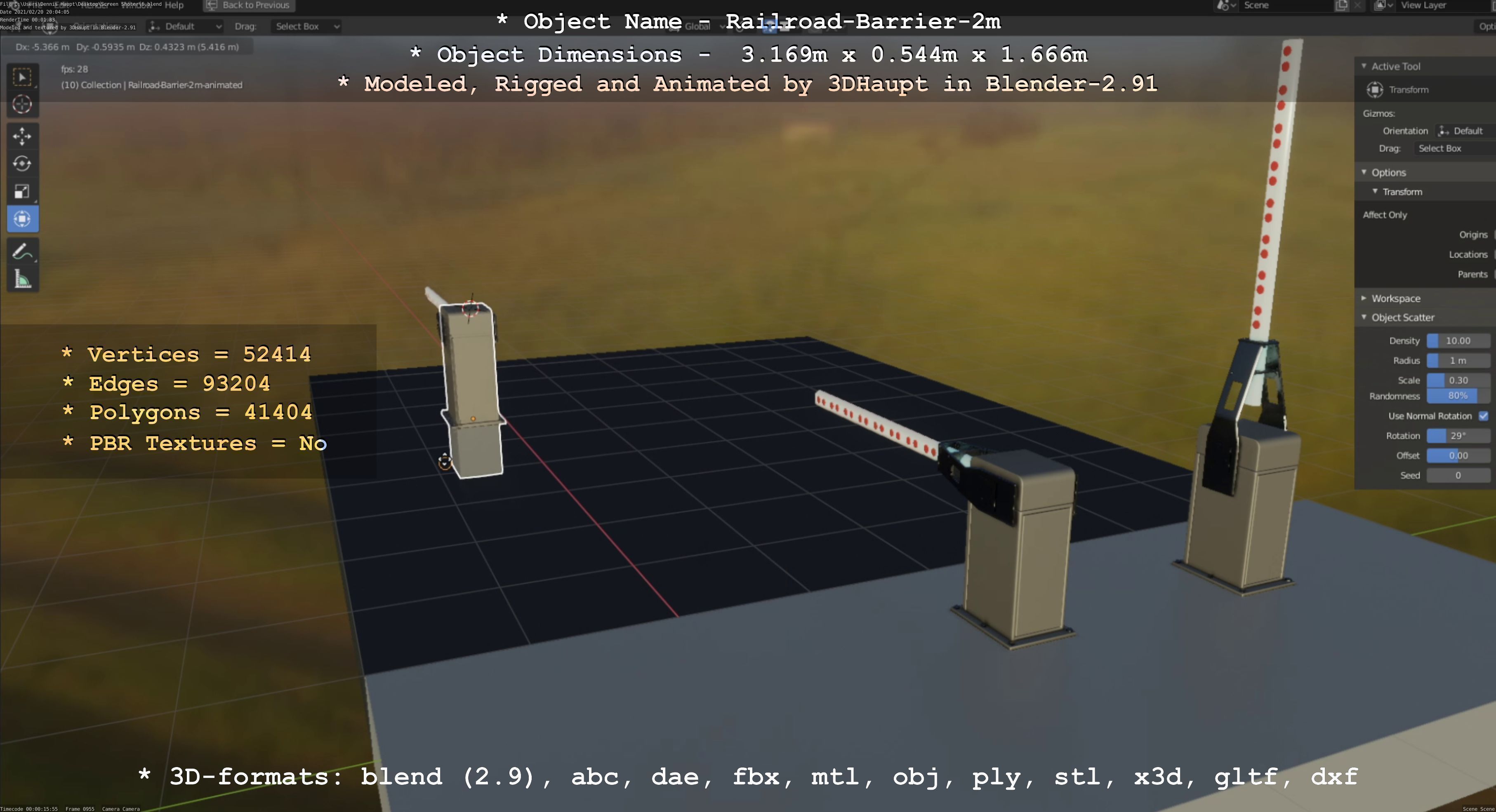 Railroad Barrier 2m High-Poly Version 3D model_84
