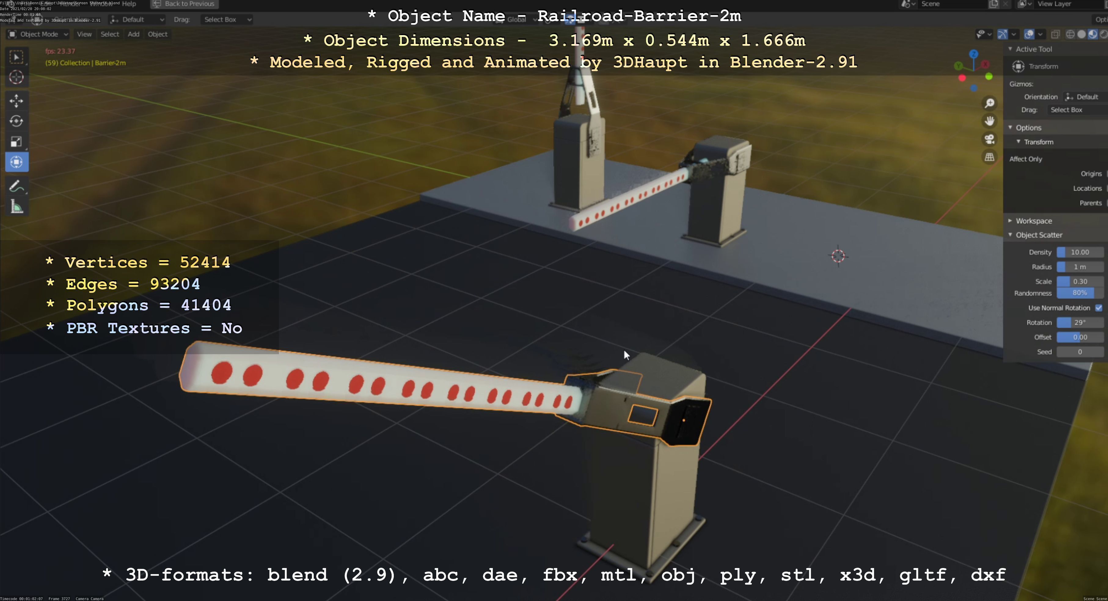 Railroad Barrier 2m High-Poly Version 3D model_42