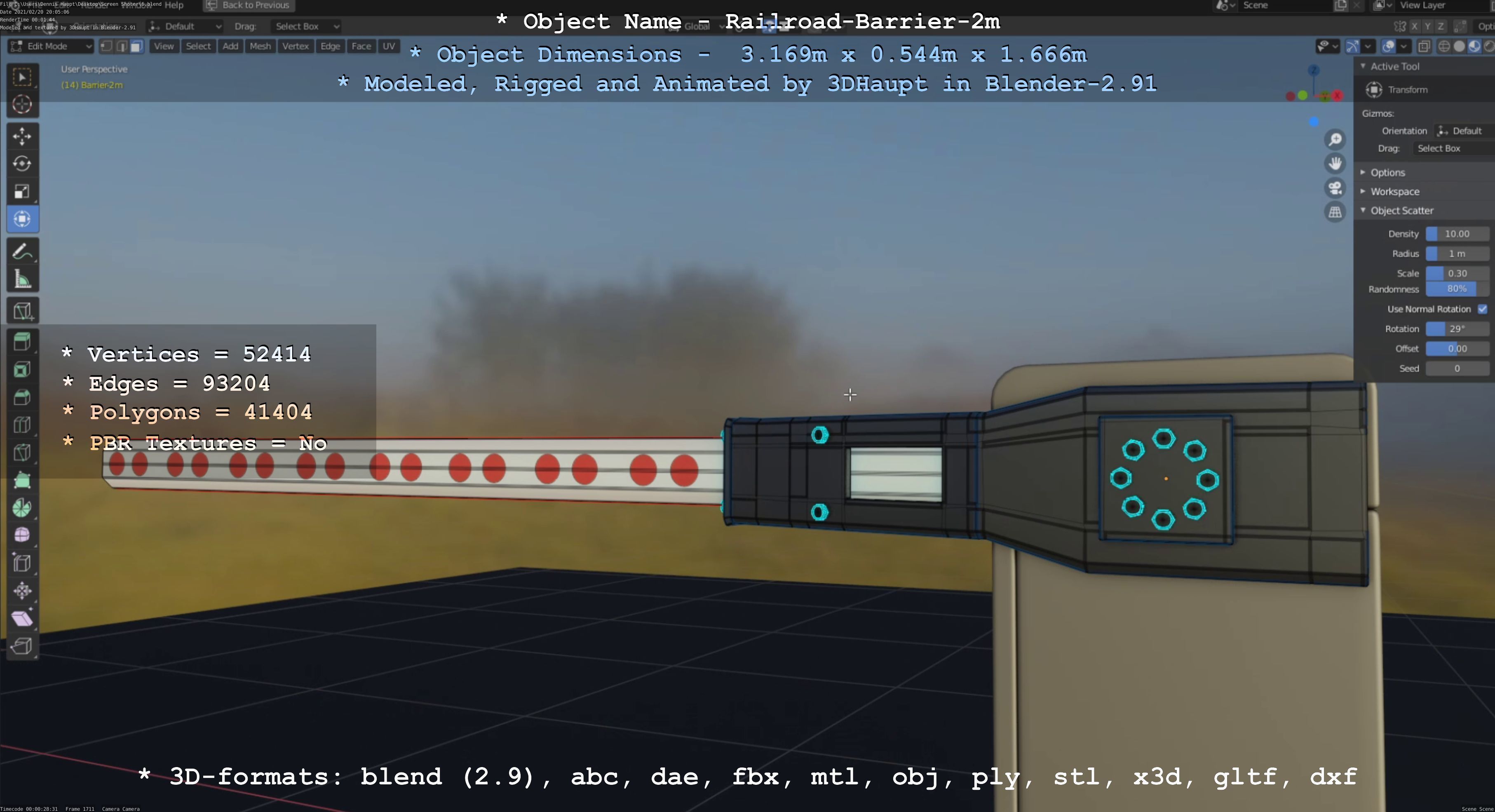 Railroad Barrier 2m High-Poly Version 3D model_22