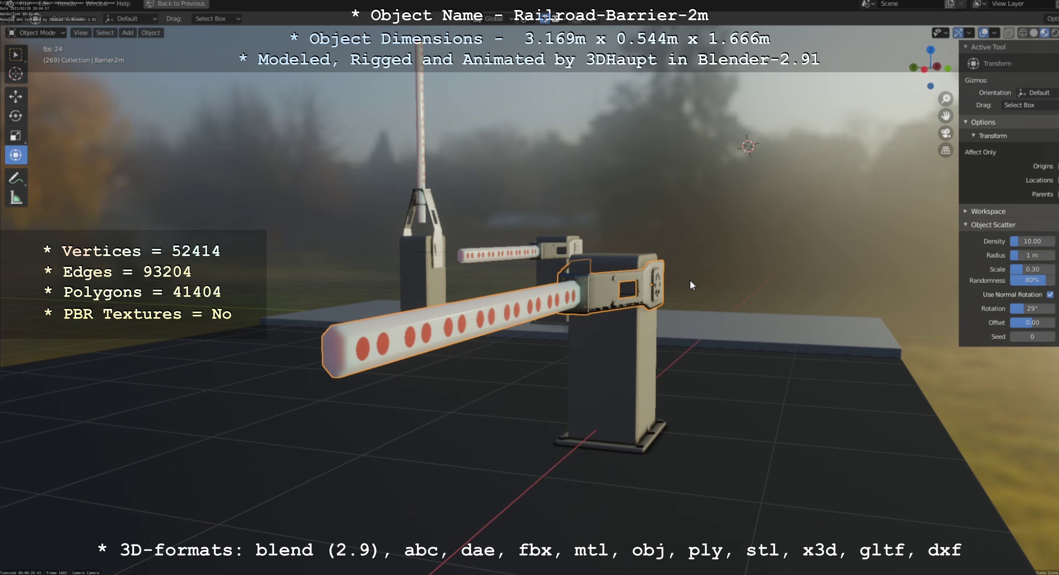 Railroad Barrier 2m High-Poly Version 3D model_69