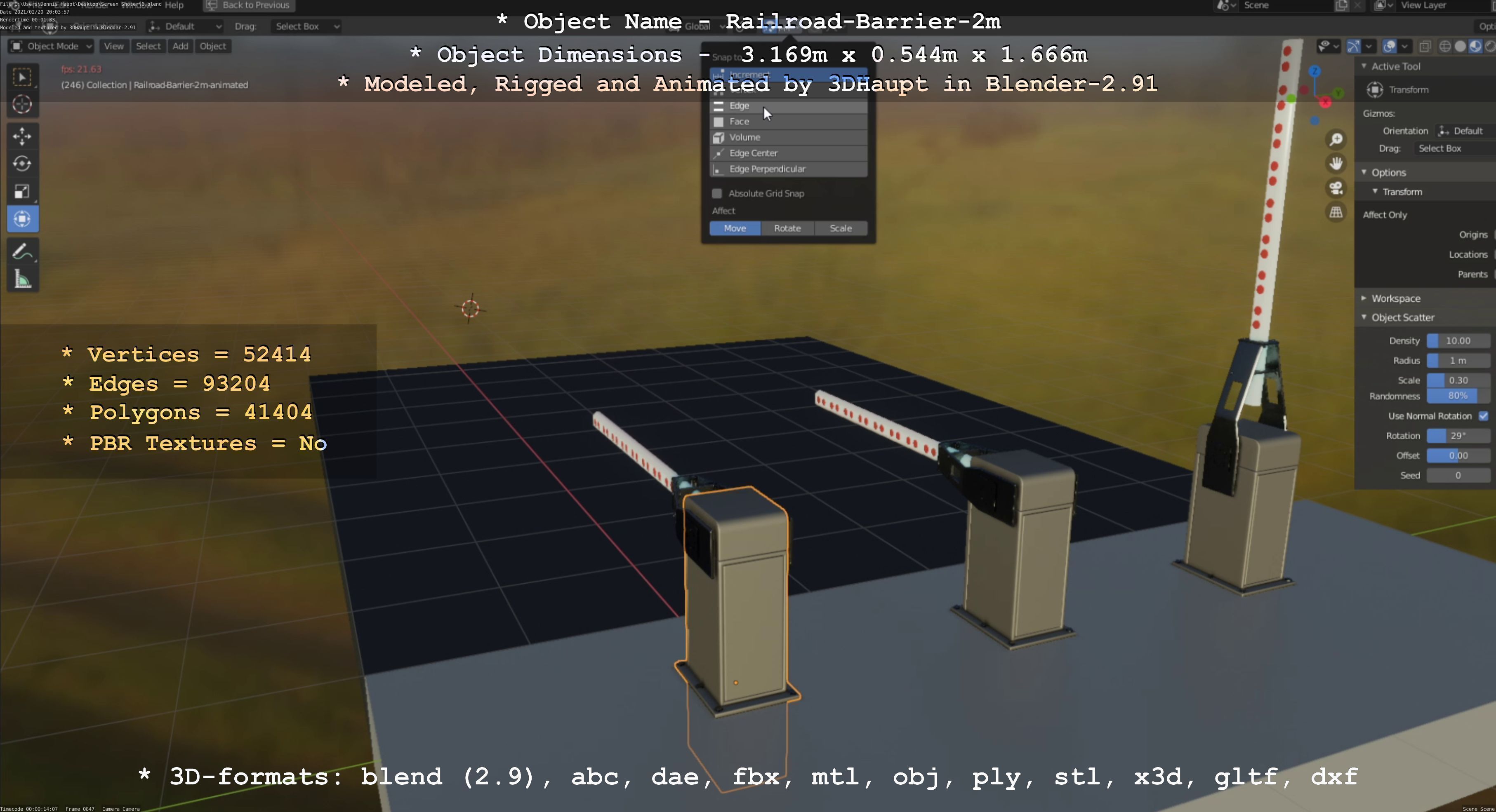 Railroad Barrier 2m High-Poly Version 3D model_33