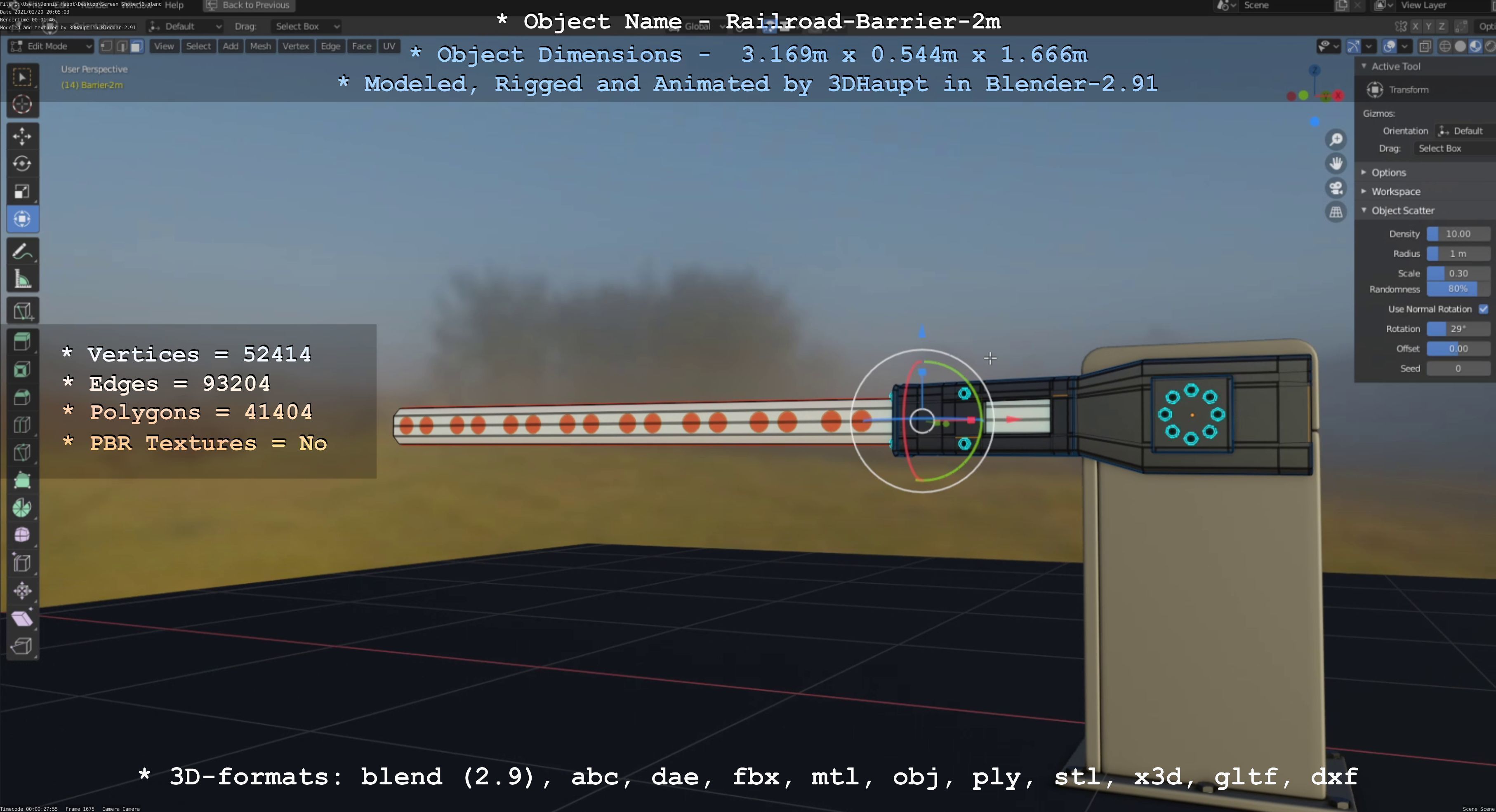 Railroad Barrier 2m High-Poly Version 3D model_97