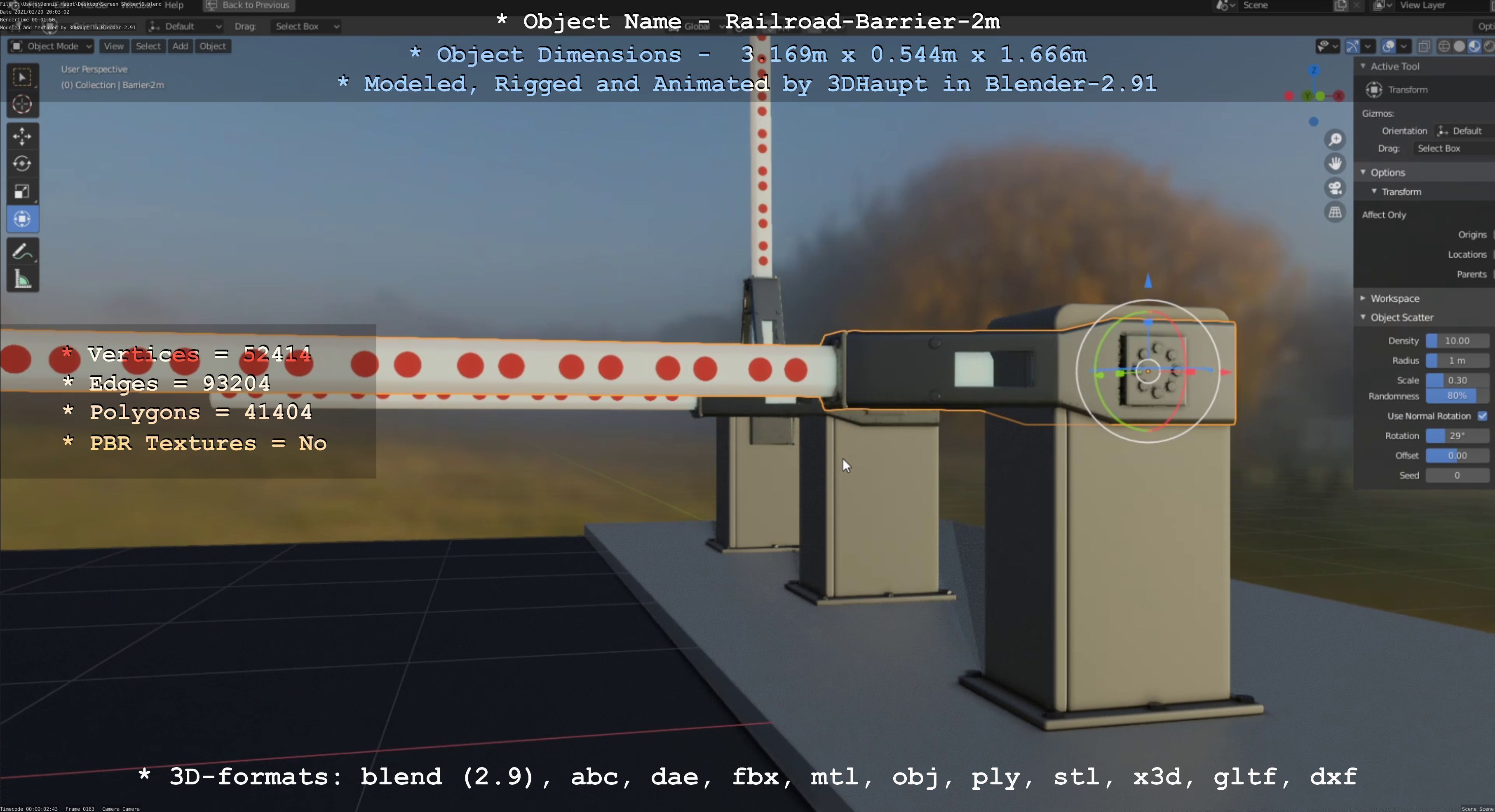 Railroad Barrier 2m High-Poly Version 3D model_63