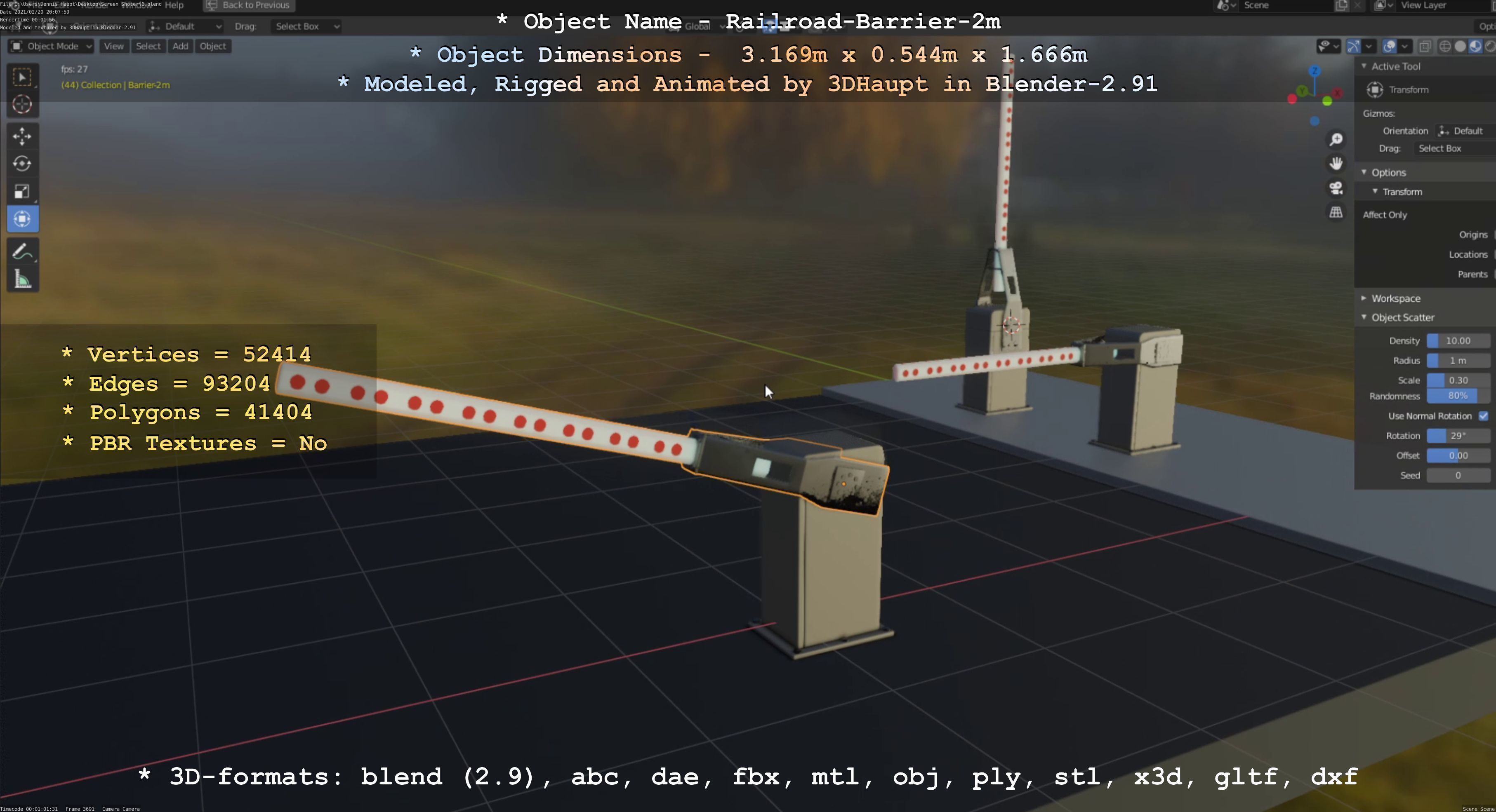 Railroad Barrier 2m High-Poly Version 3D model_40