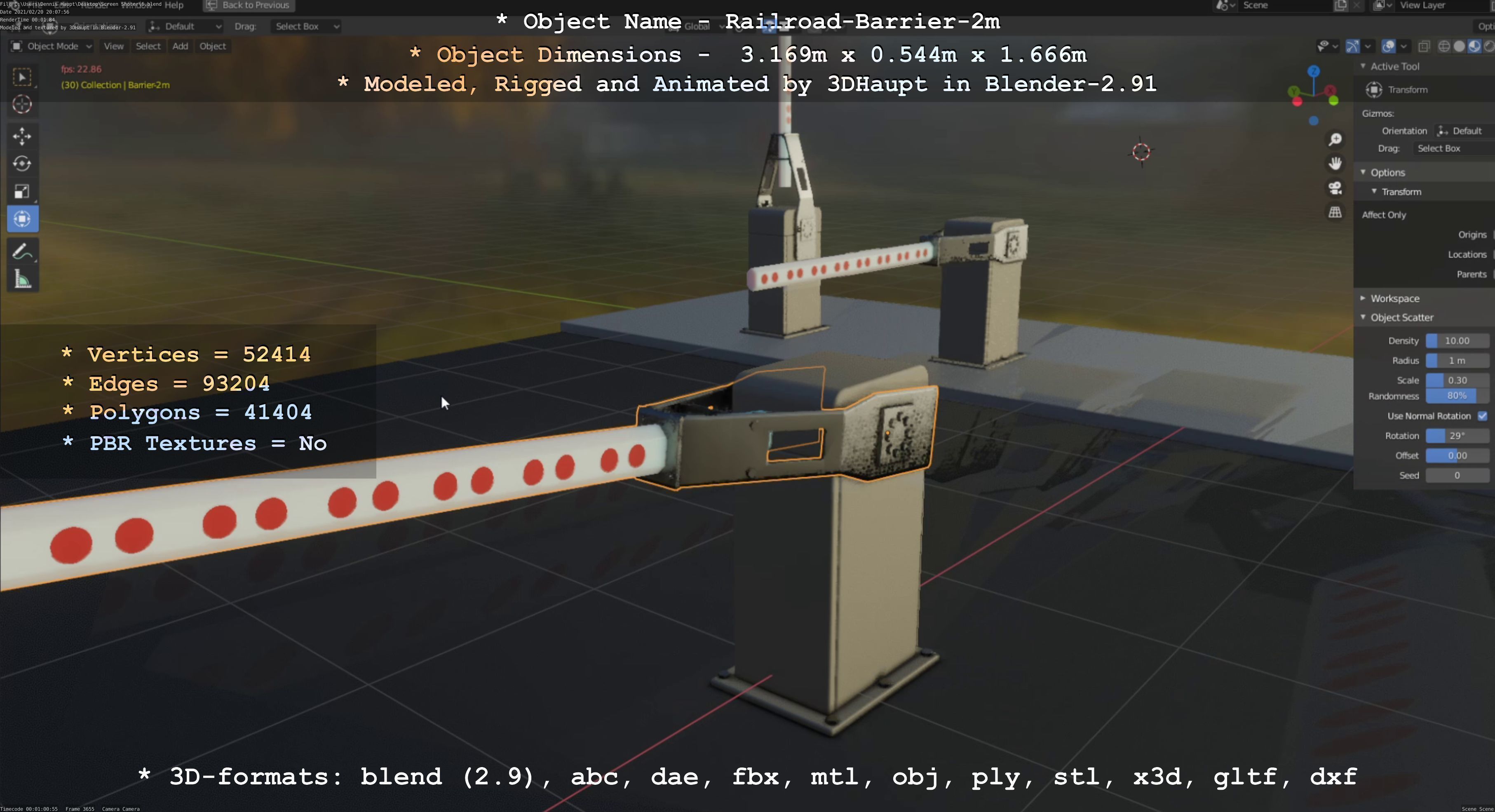 Railroad Barrier 2m High-Poly Version 3D model_38