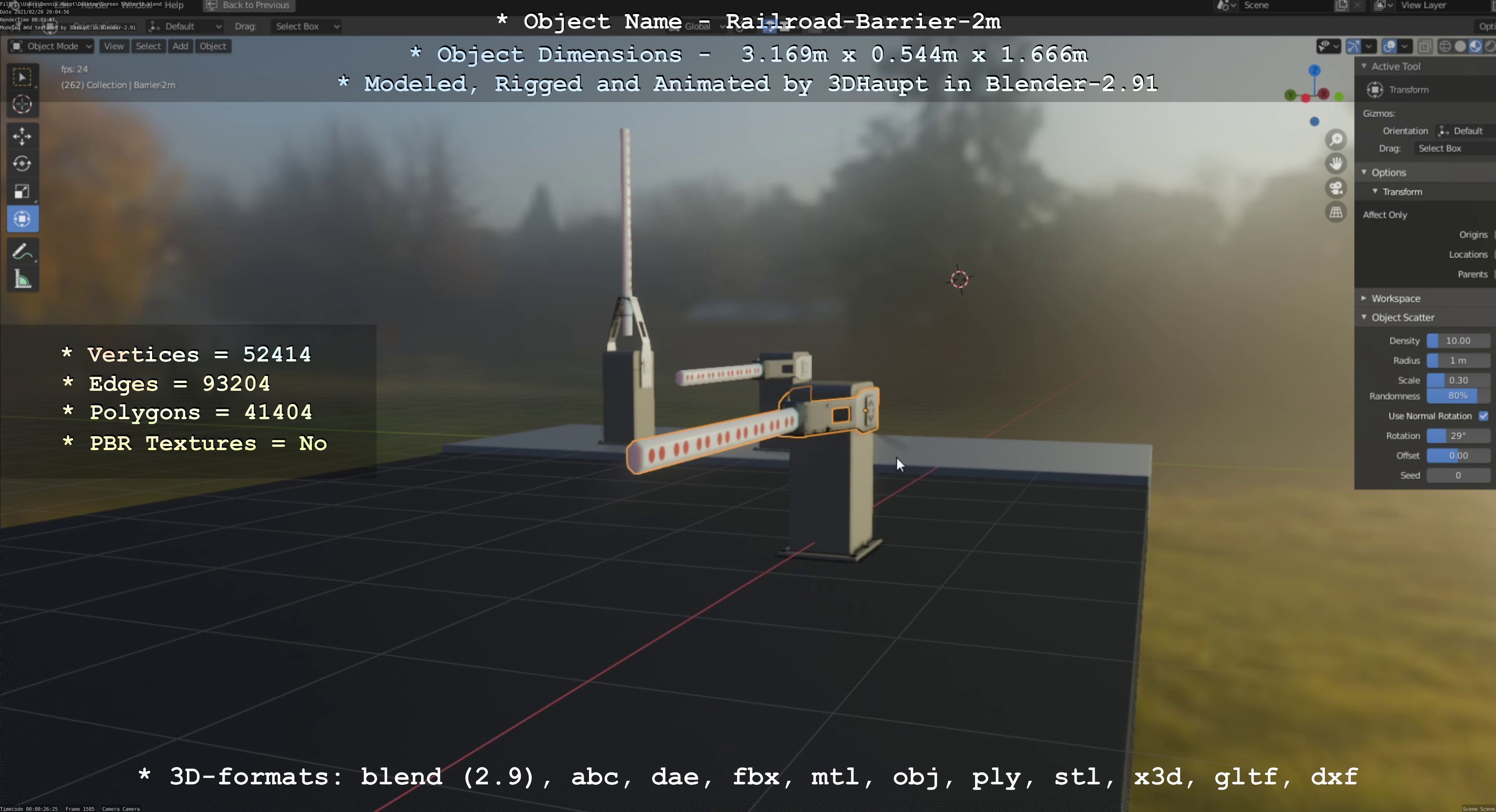 Railroad Barrier 2m High-Poly Version 3D model_58