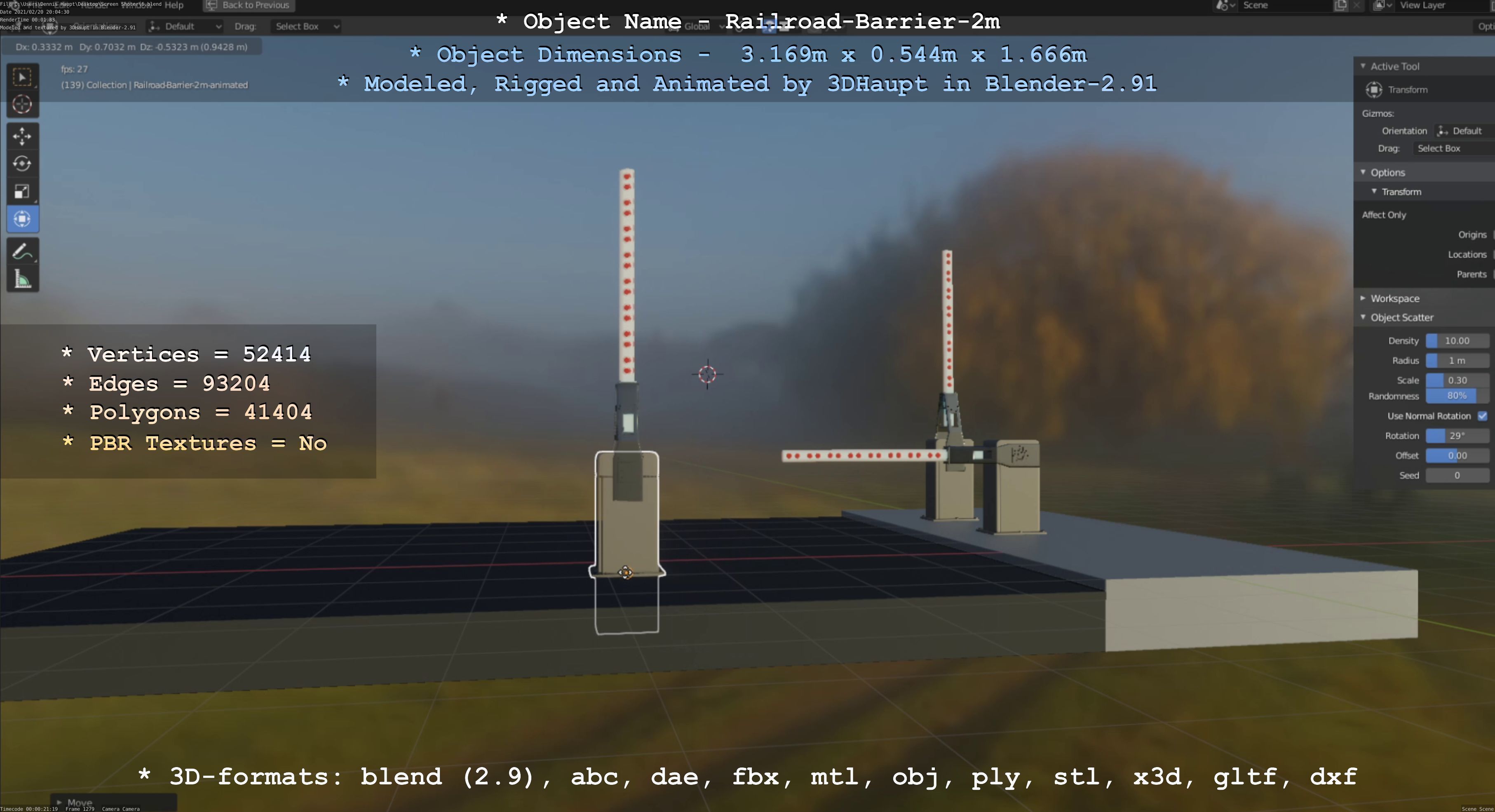 Railroad Barrier 2m High-Poly Version 3D model_92