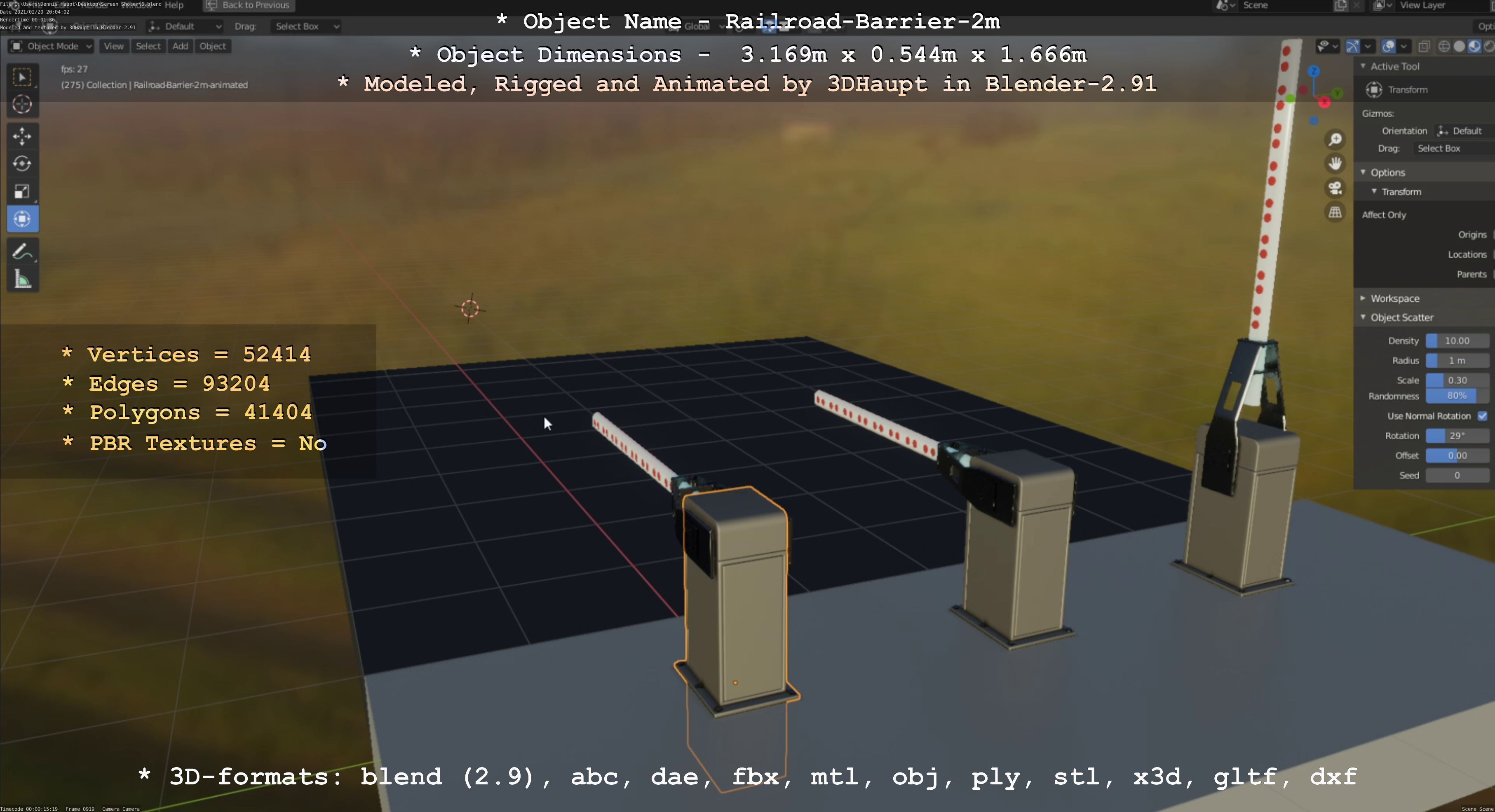 Railroad Barrier 2m High-Poly Version 3D model_82