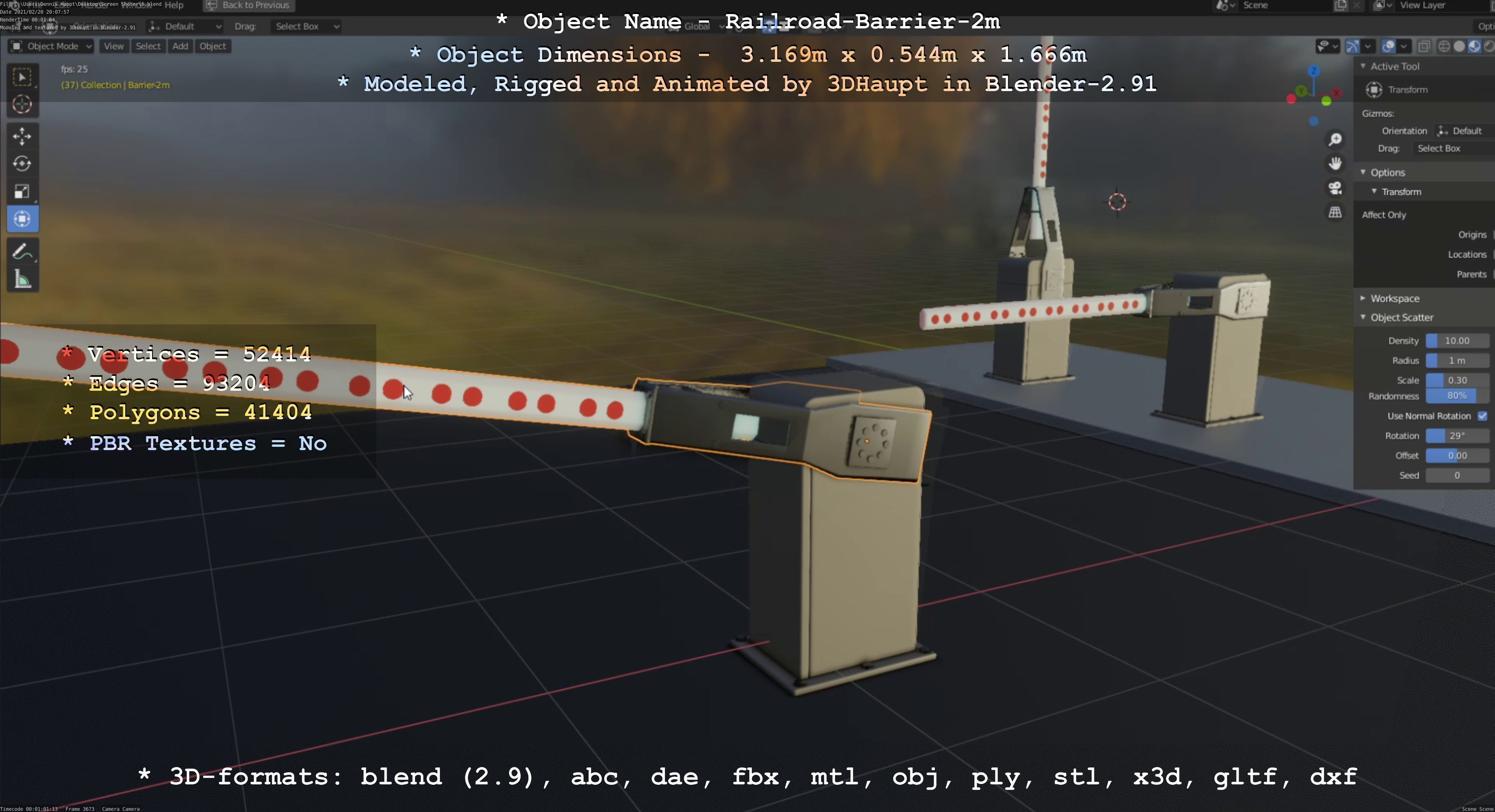 Railroad Barrier 2m High-Poly Version 3D model_39
