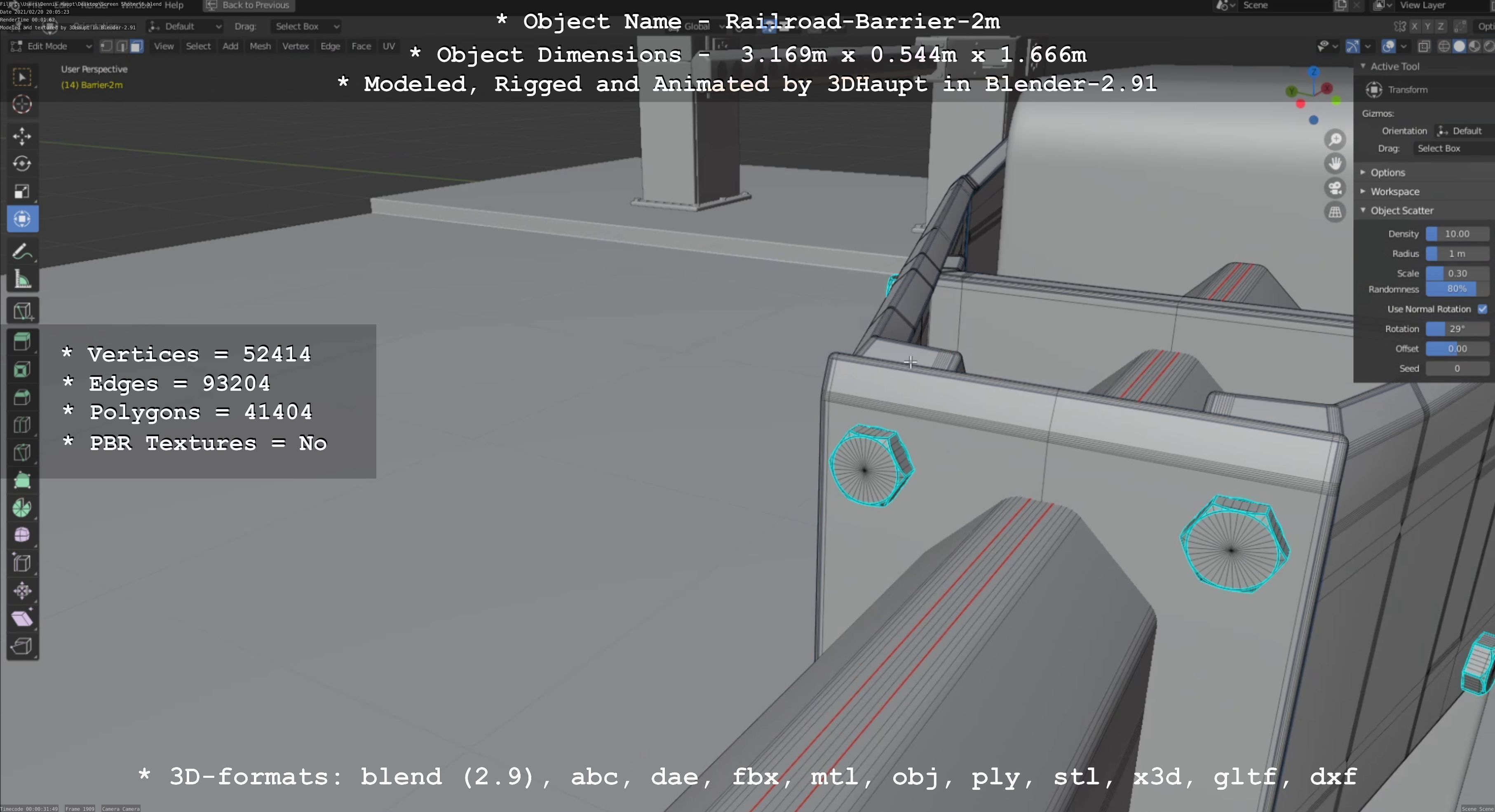 Railroad Barrier 2m High-Poly Version 3D model_10