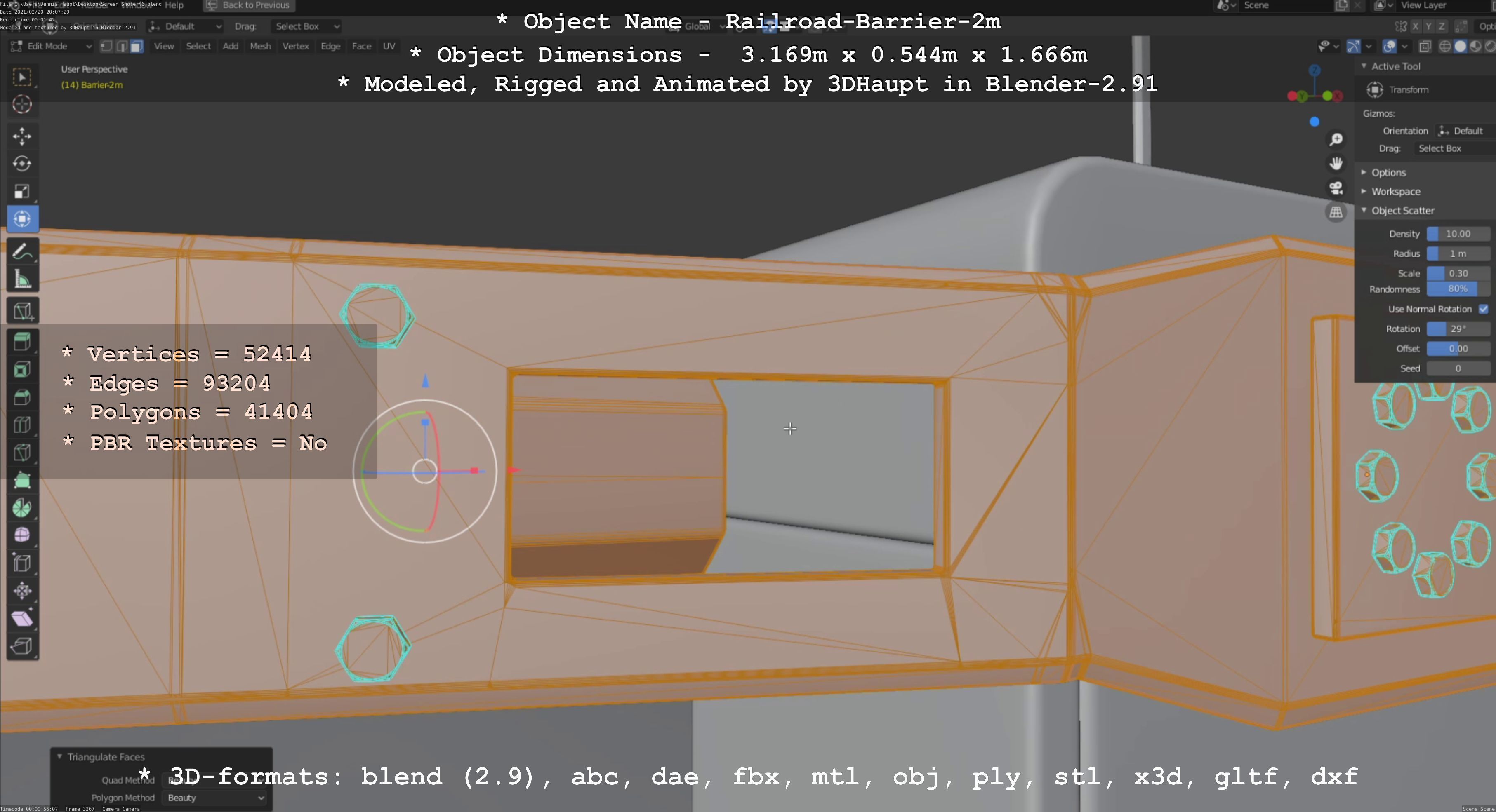 Railroad Barrier 2m High-Poly Version 3D model_13