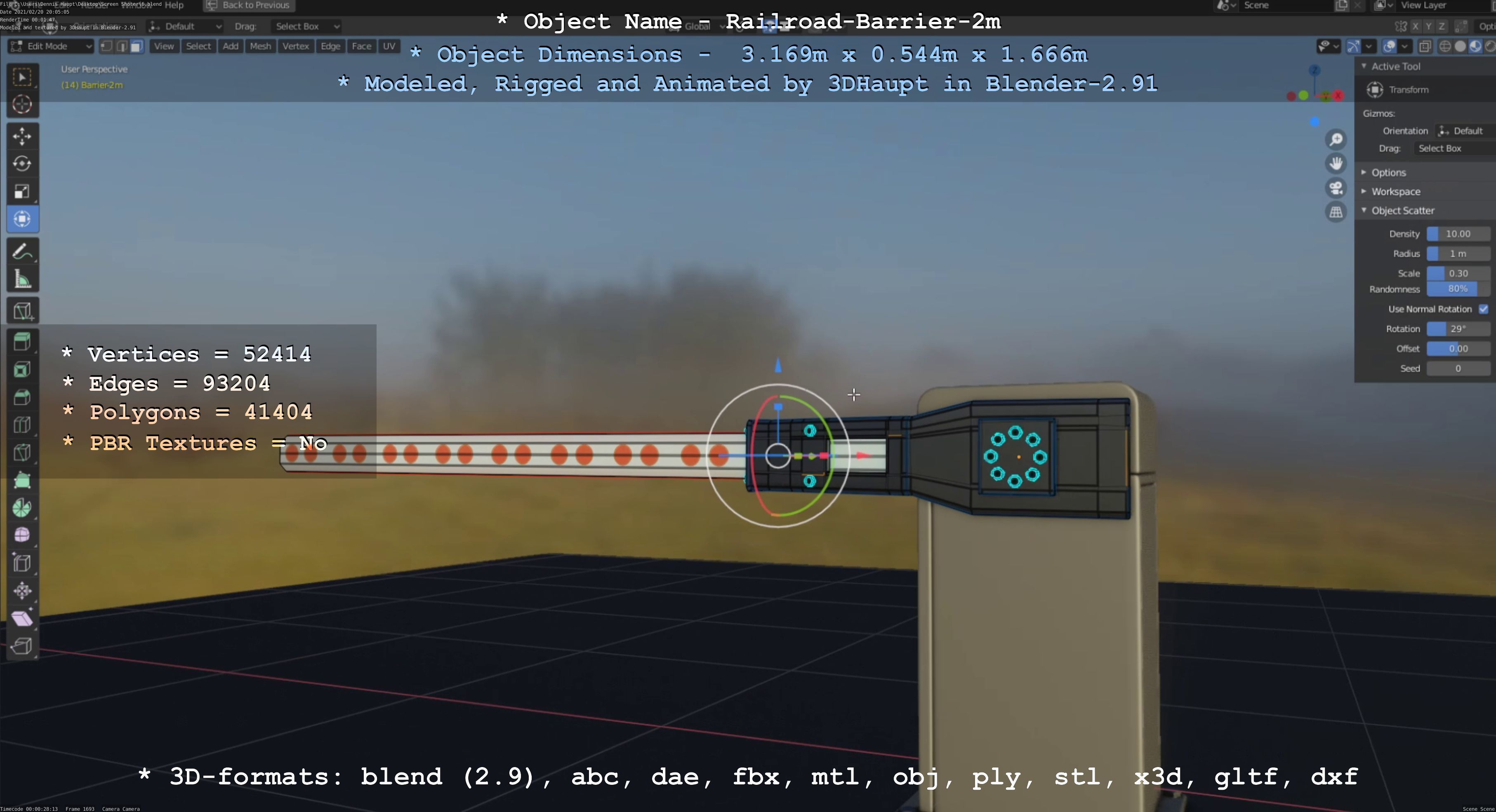 Railroad Barrier 2m High-Poly Version 3D model_21