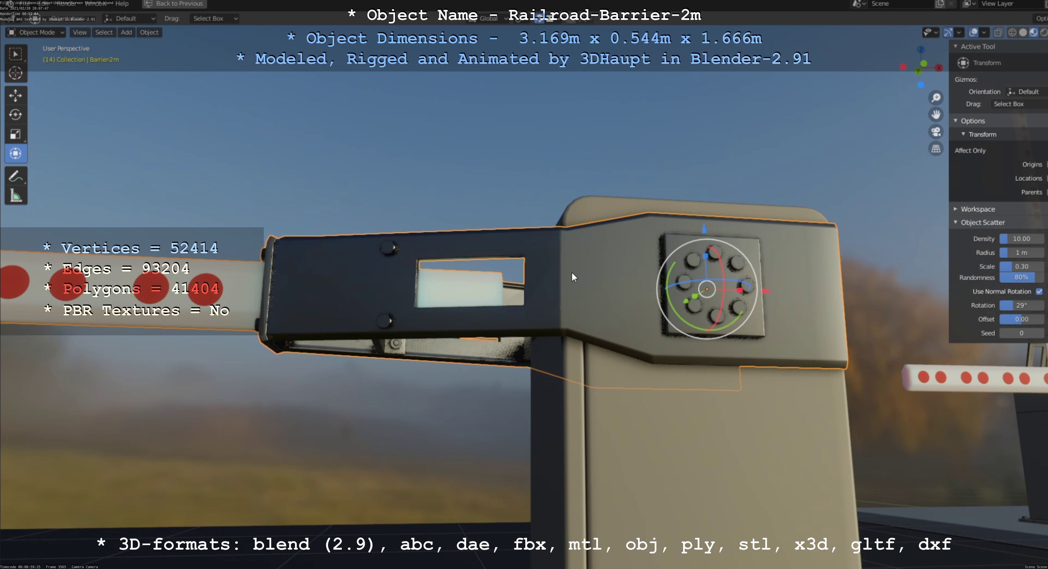 Railroad Barrier 2m High-Poly Version 3D model_28