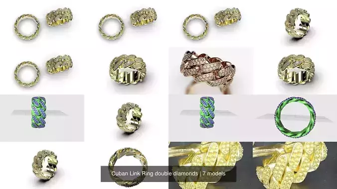Cuban Link Ring double diamonds