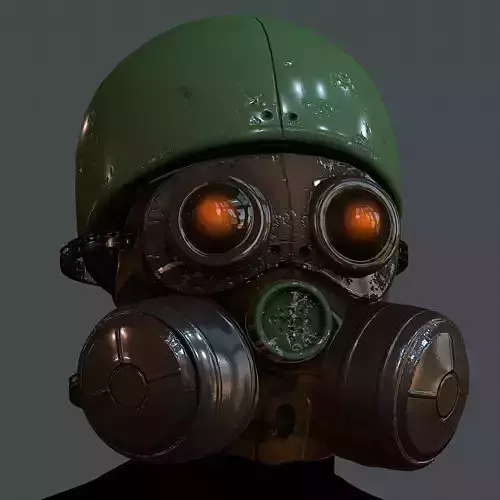 Gas mask helmet 3d model scifi Low-poly Low-poly 3D model