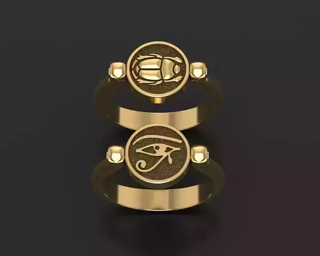 Wadjet Eye of Horus and scarab ring  3D print model