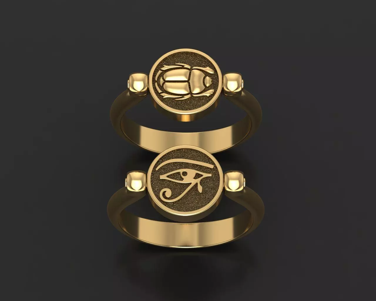 Wadjet Eye of Horus and scarab ring 3D print model