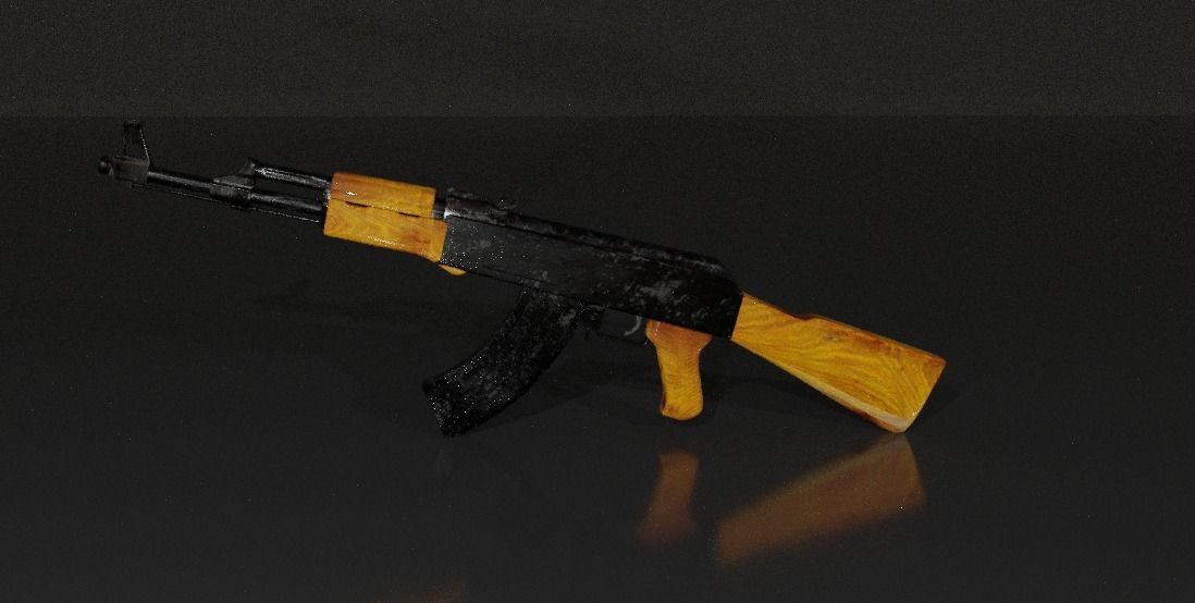 Model AK-47 Low Poly 3D Gun Low-poly 3D model_1