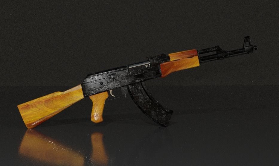 Model AK-47 Low Poly 3D Gun Low-poly 3D model_6
