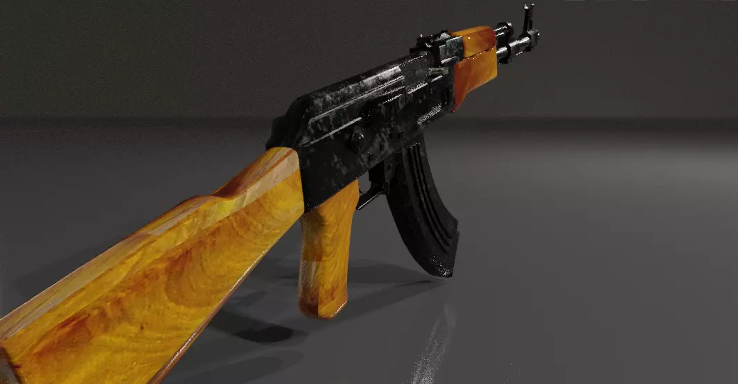 Model AK-47 Low Poly 3D Gun Low-poly 3D model_0