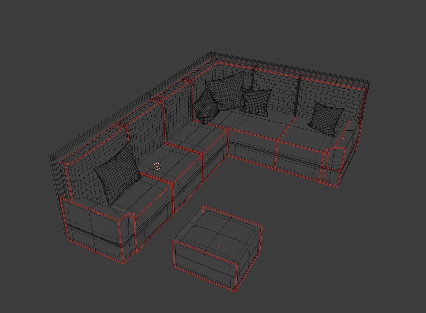 L-Shaped sofa with pillows 3D model_7