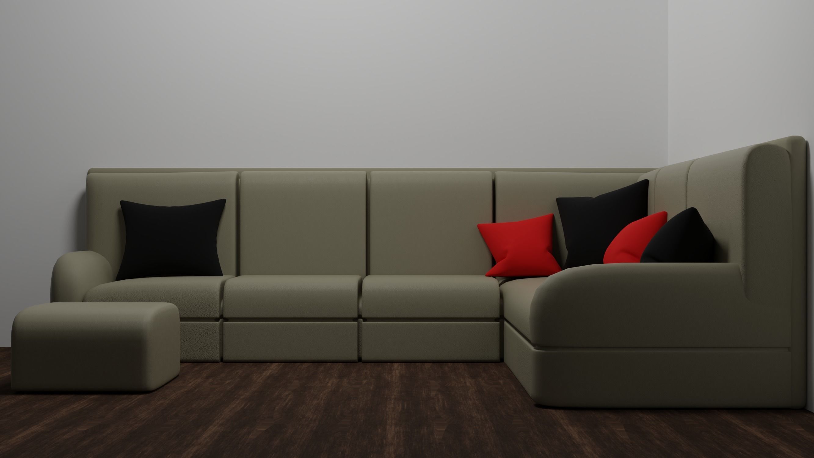 L-Shaped sofa with pillows 3D model_1