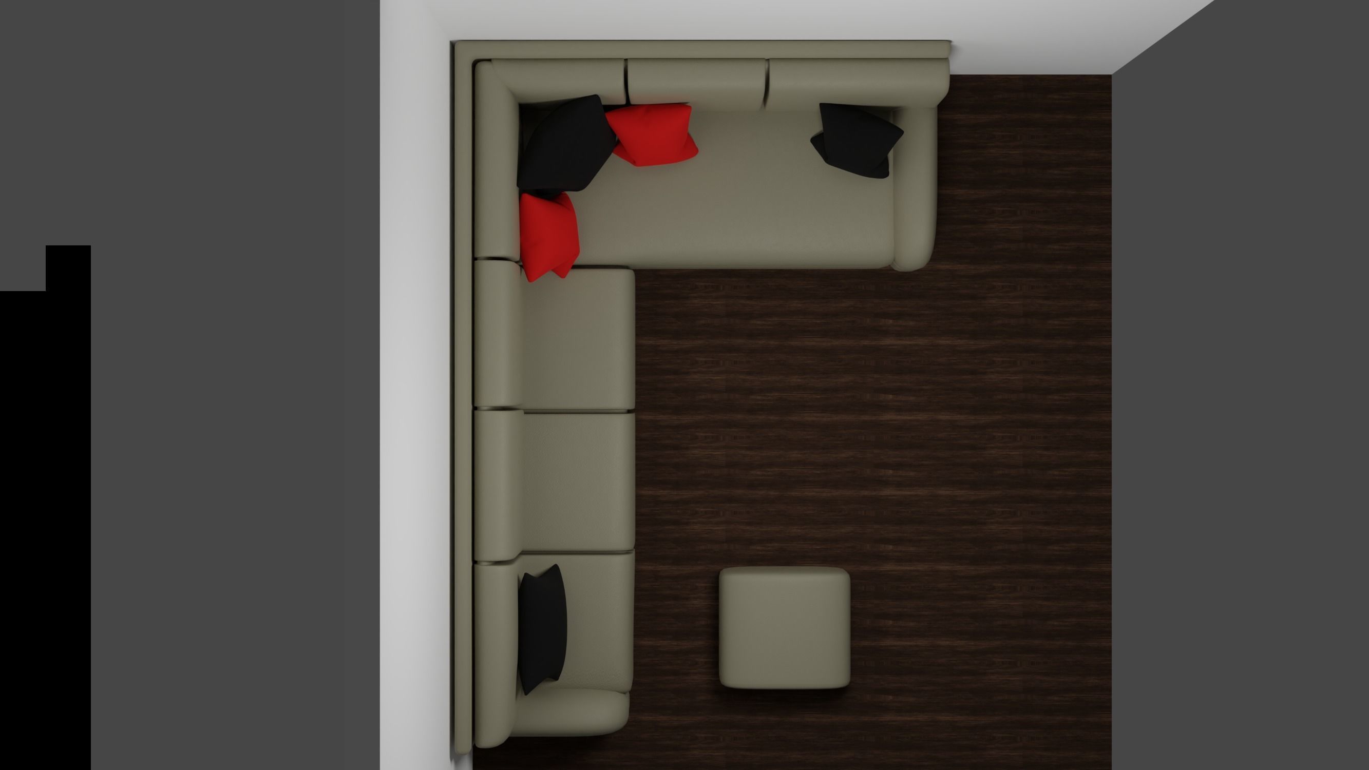 L-Shaped sofa with pillows 3D model_3