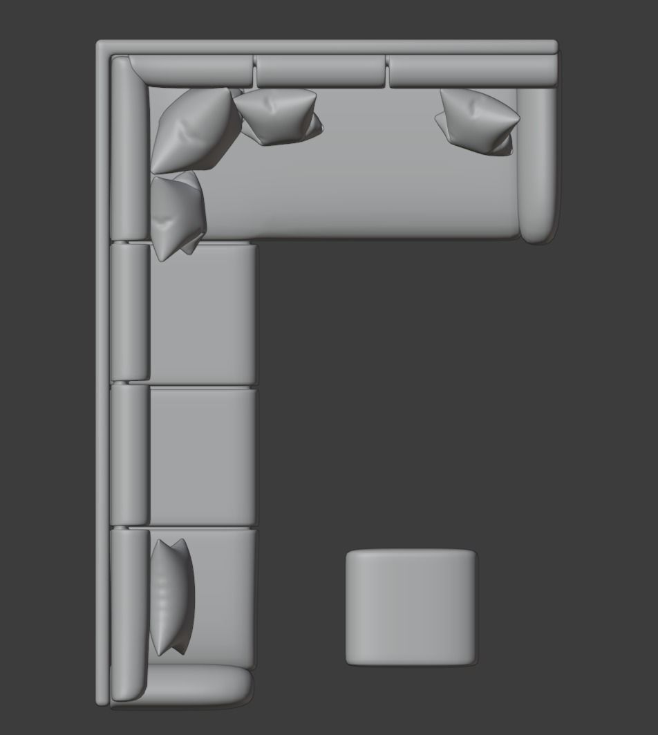 L-Shaped sofa with pillows 3D model_5