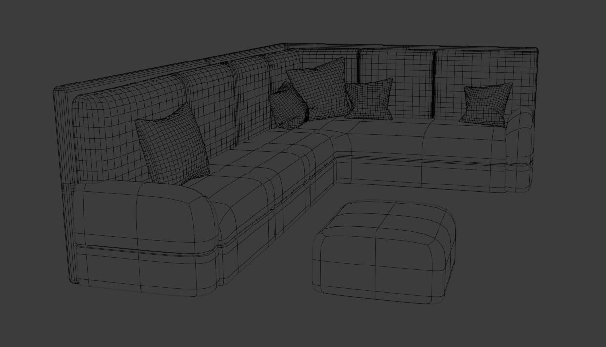 L-Shaped sofa with pillows 3D model_6
