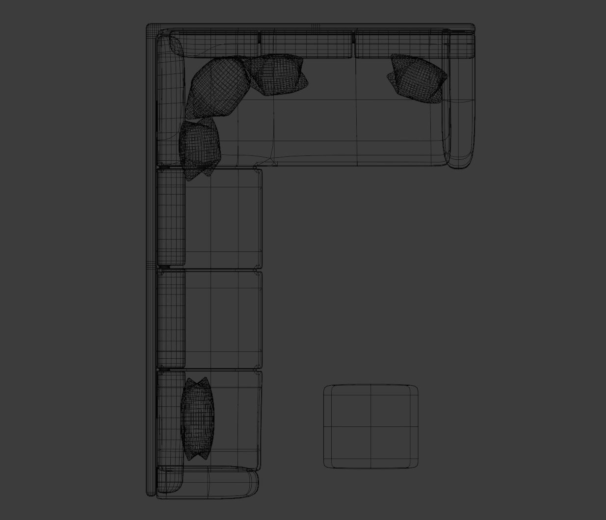 L-Shaped sofa with pillows 3D model_4