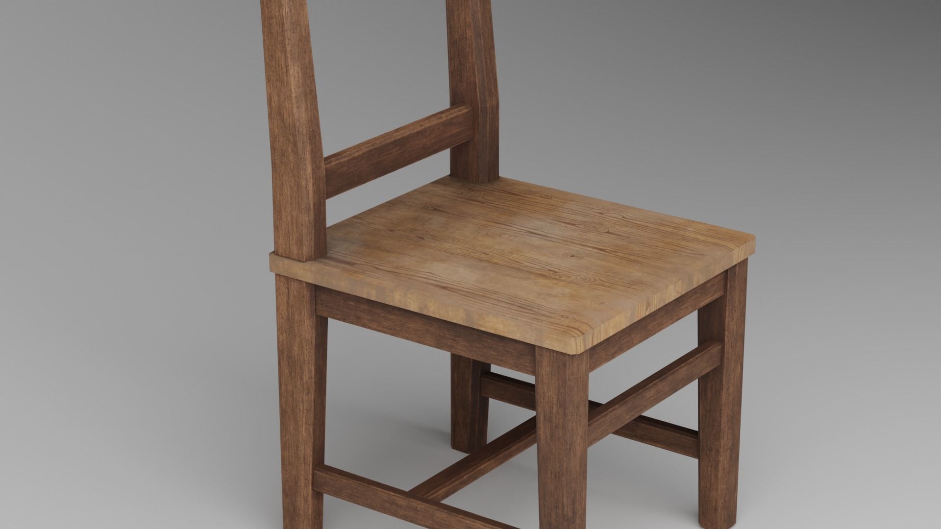Chair wooden Low-poly 3D model_2