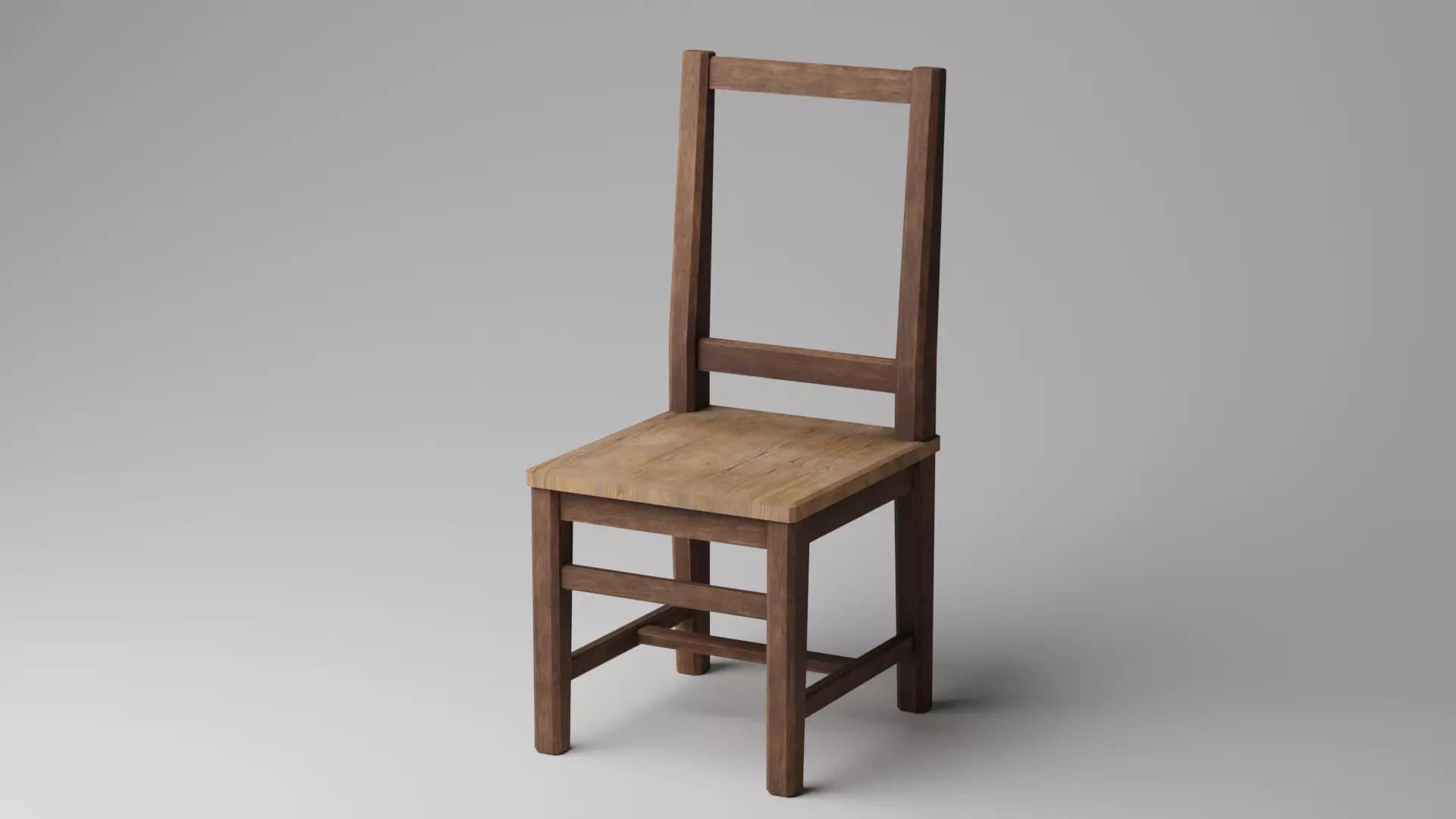 Chair wooden Low-poly 3D model_0