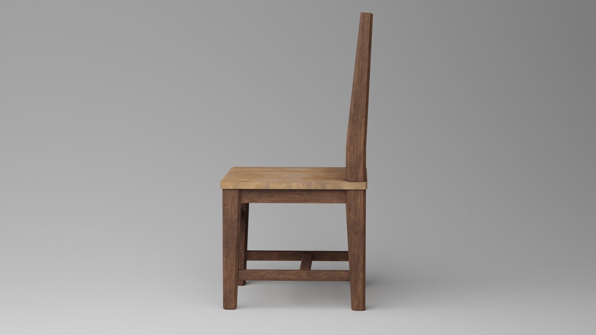 Chair wooden Low-poly 3D model_4