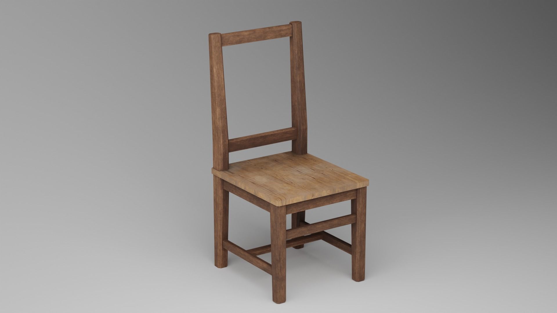 Chair wooden Low-poly 3D model_1