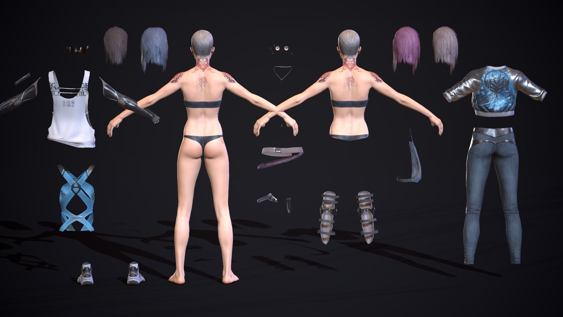 City girl  Low-poly 3D model_26